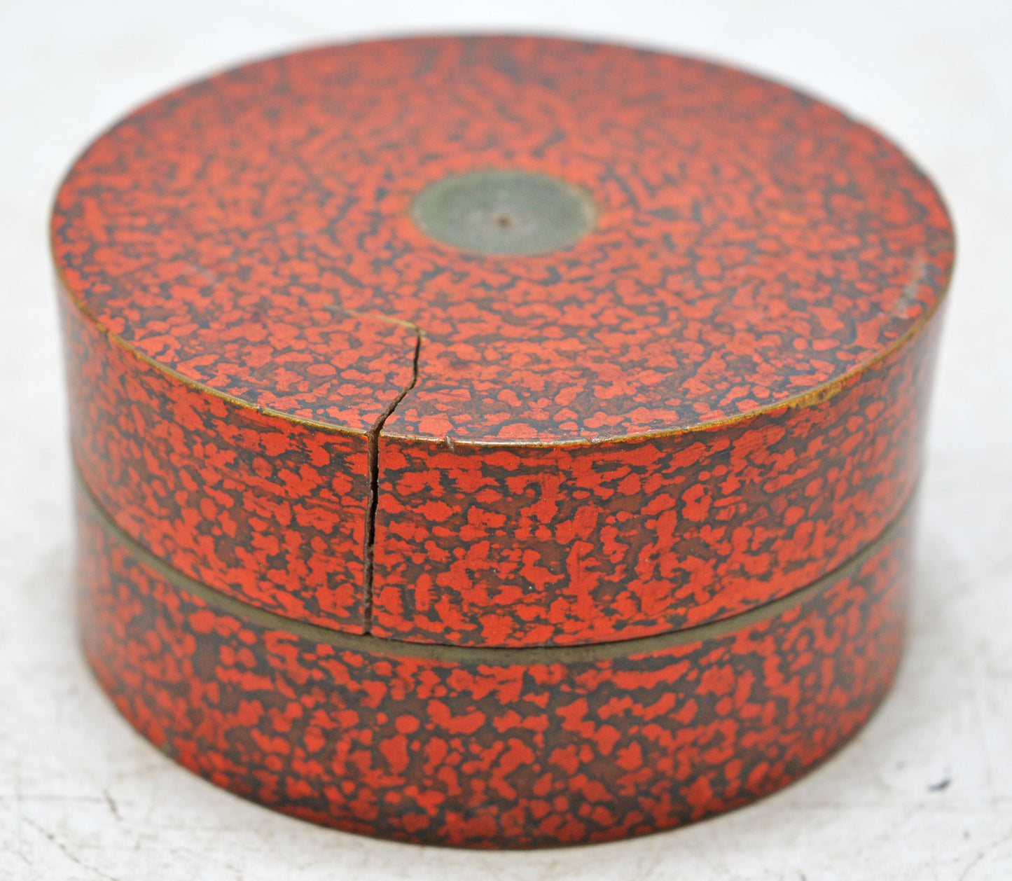 Antique Wooden Round Kum Kum Powder Tika Box Original Old Lacquer Painted