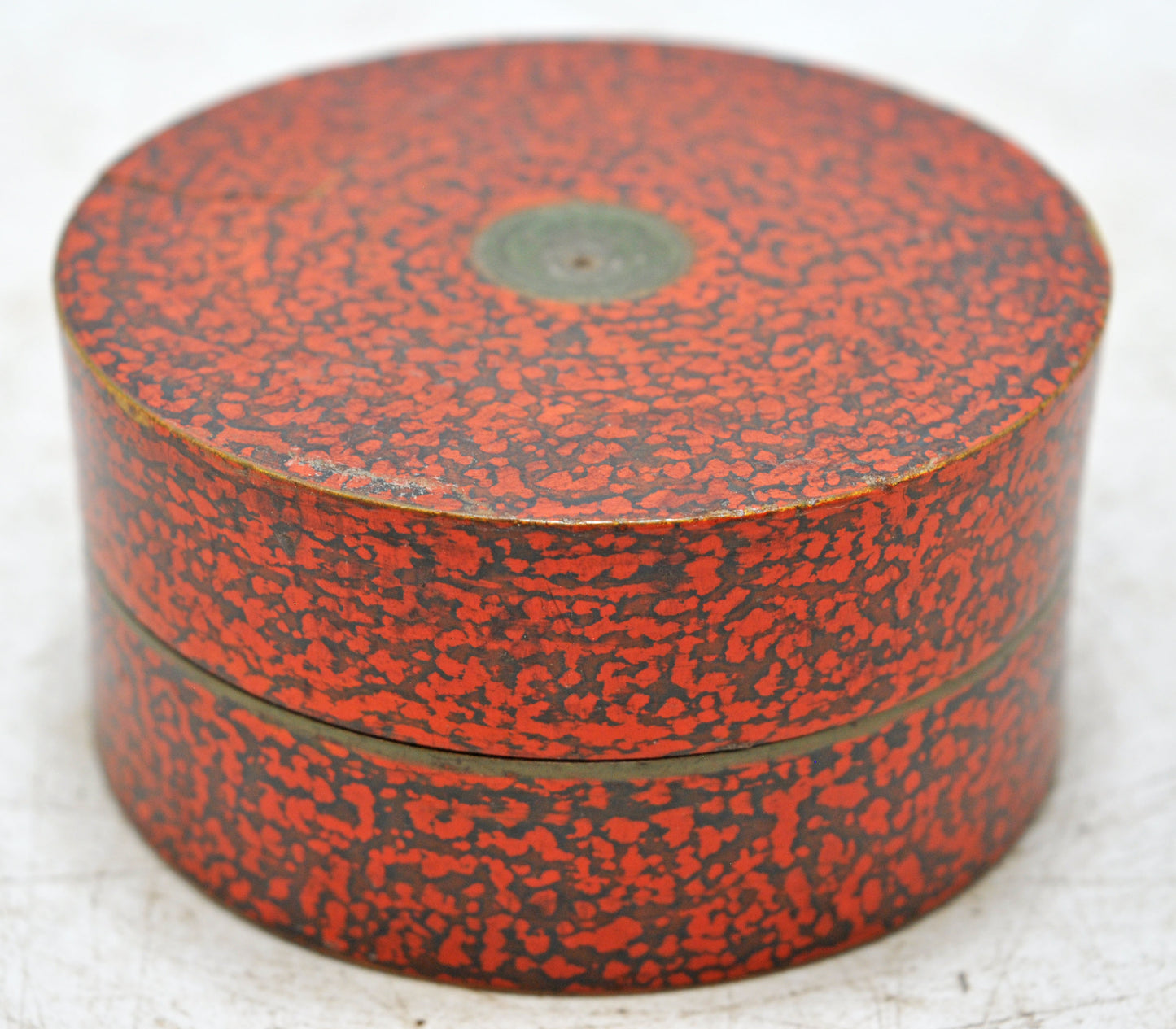 Antique Wooden Round Kum Kum Powder Tika Box Original Old Lacquer Painted