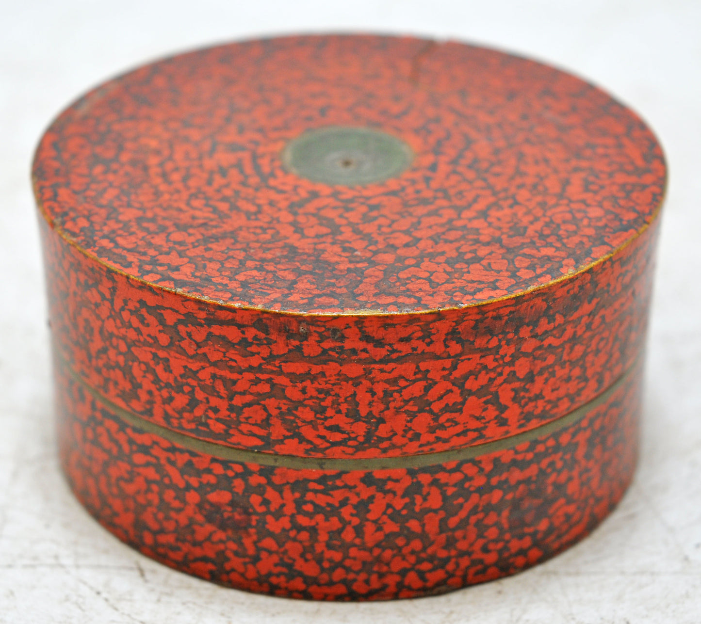 Antique Wooden Round Kum Kum Powder Tika Box Original Old Lacquer Painted