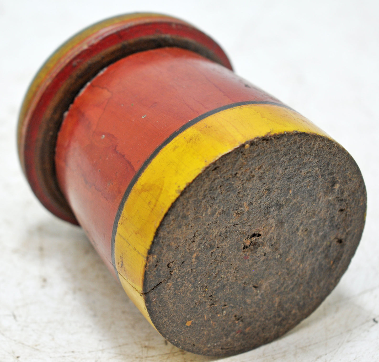 Antique Wooden Round Kum Kum Powder Tika Box Original Old Lacquer Painted