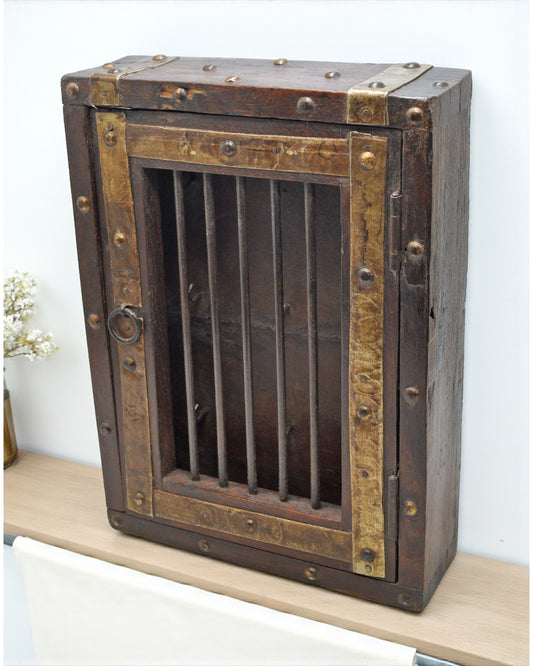 Vintage Wooden Wall Décor Key Hanging Cabinet Box Original Old Hand Crafted