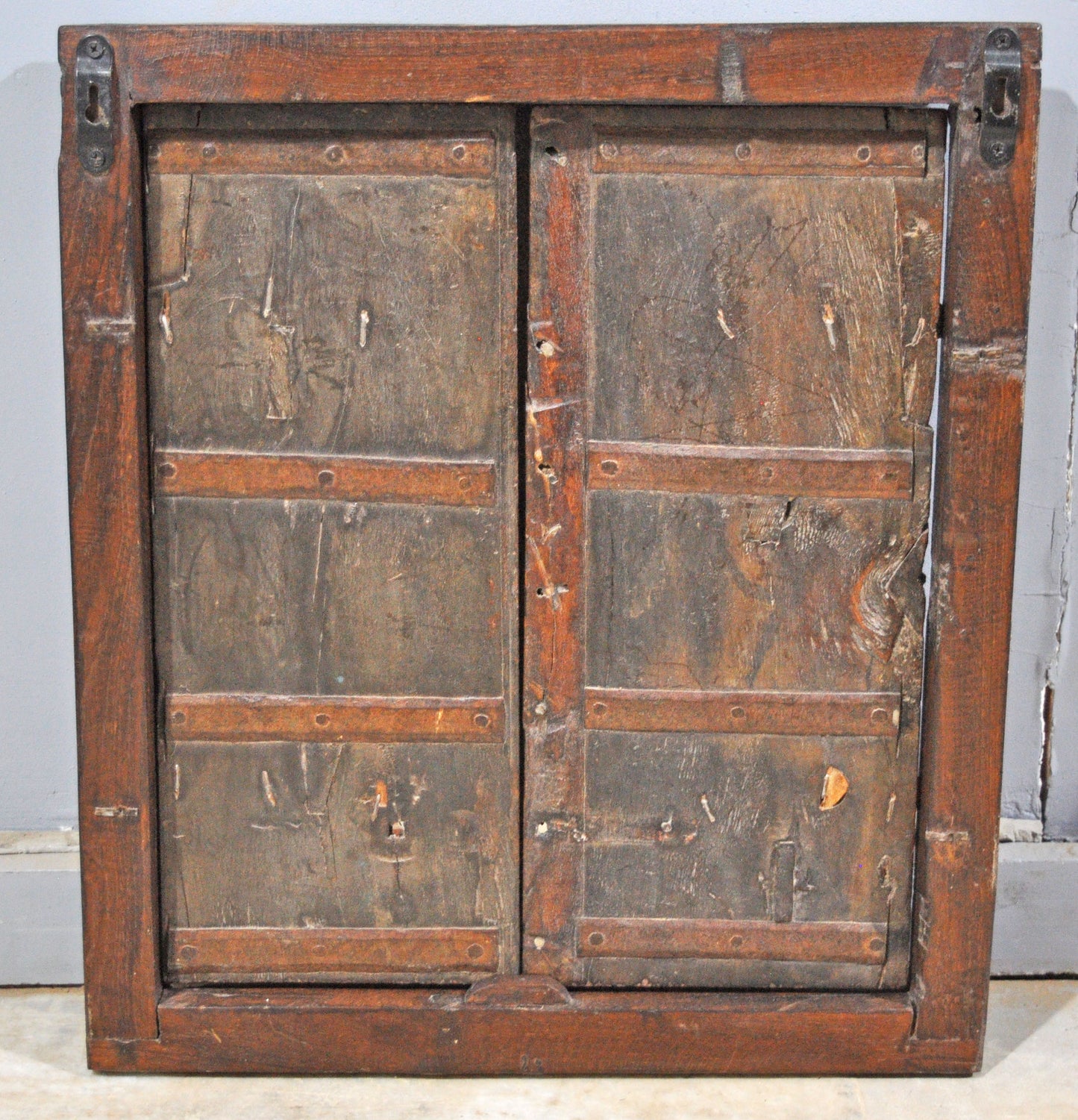 Antique Wooden Wall Hanging Window Panel Frame Original Old Hand Crafted