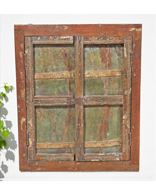 Antique Wooden Wall Hanging Window Panel Frame Original Old Hand Crafted