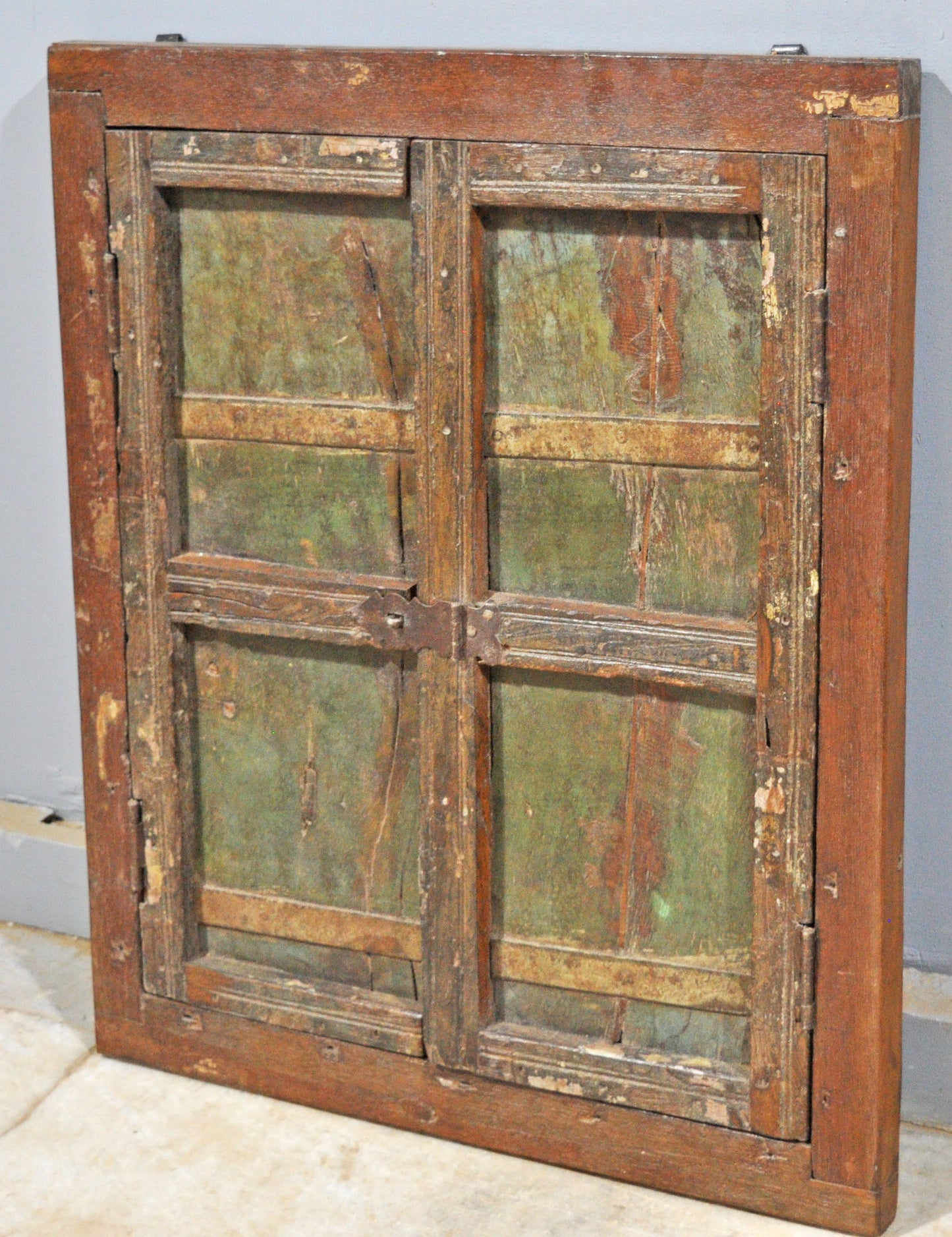 Antique Wooden Wall Hanging Window Panel Frame Original Old Hand Crafted