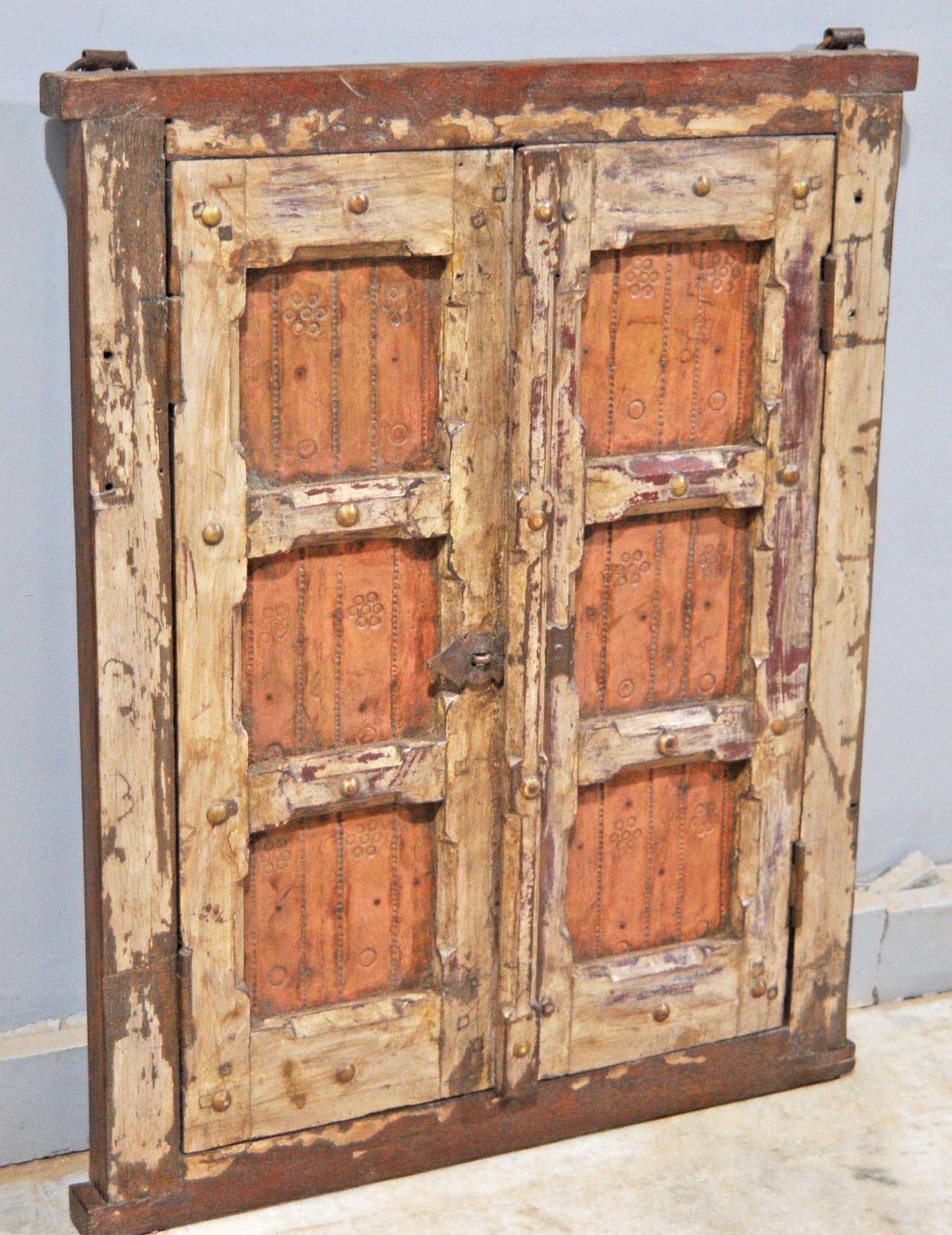 Antique Wooden Wall Hanging Window Panel Frame Original Old Hand Crafted