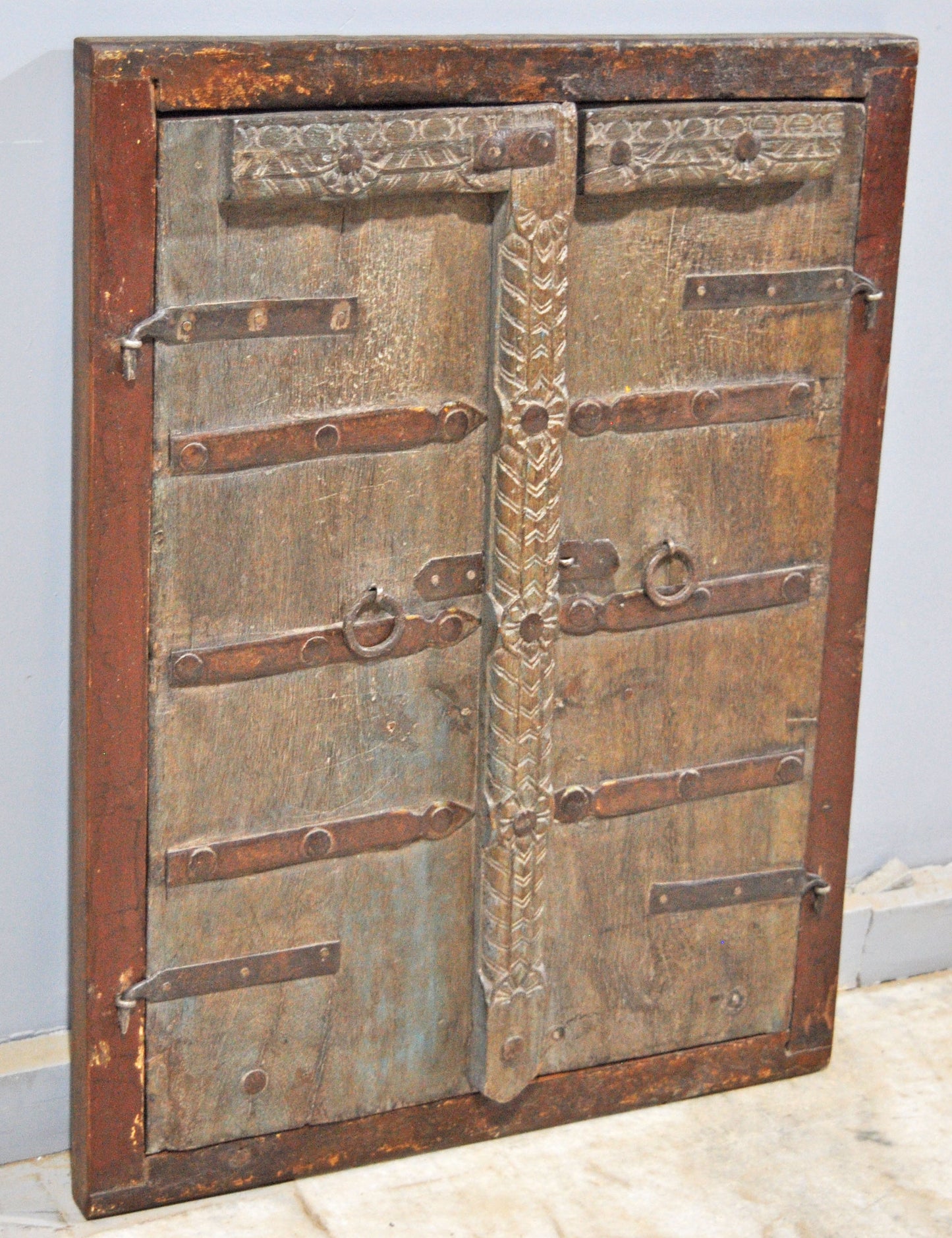 Antique Wooden Wall Hanging Window Panel Frame Original Old Hand Crafted