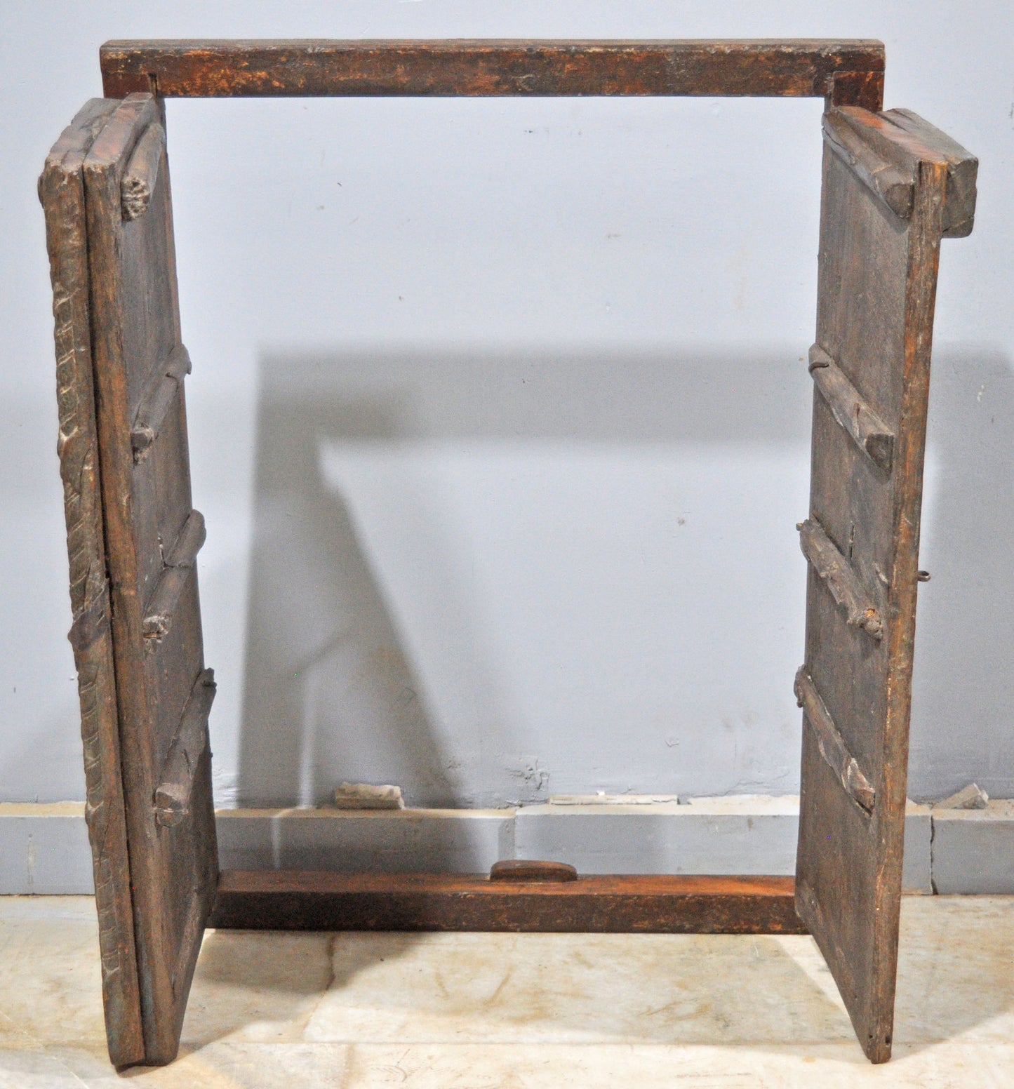 Antique Wooden Wall Hanging Window Panel Frame Original Old Hand Crafted