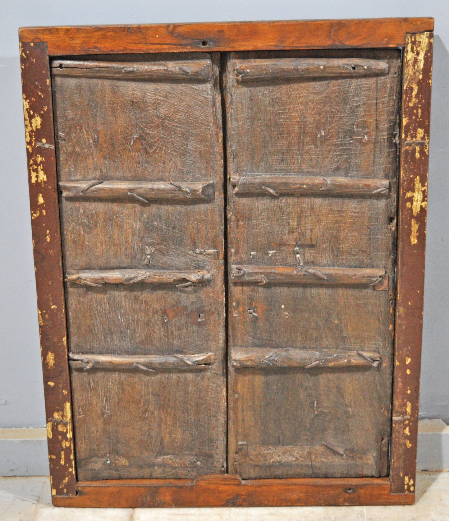 Antique Wooden Wall Hanging Window Panel Frame Original Old Hand Crafted