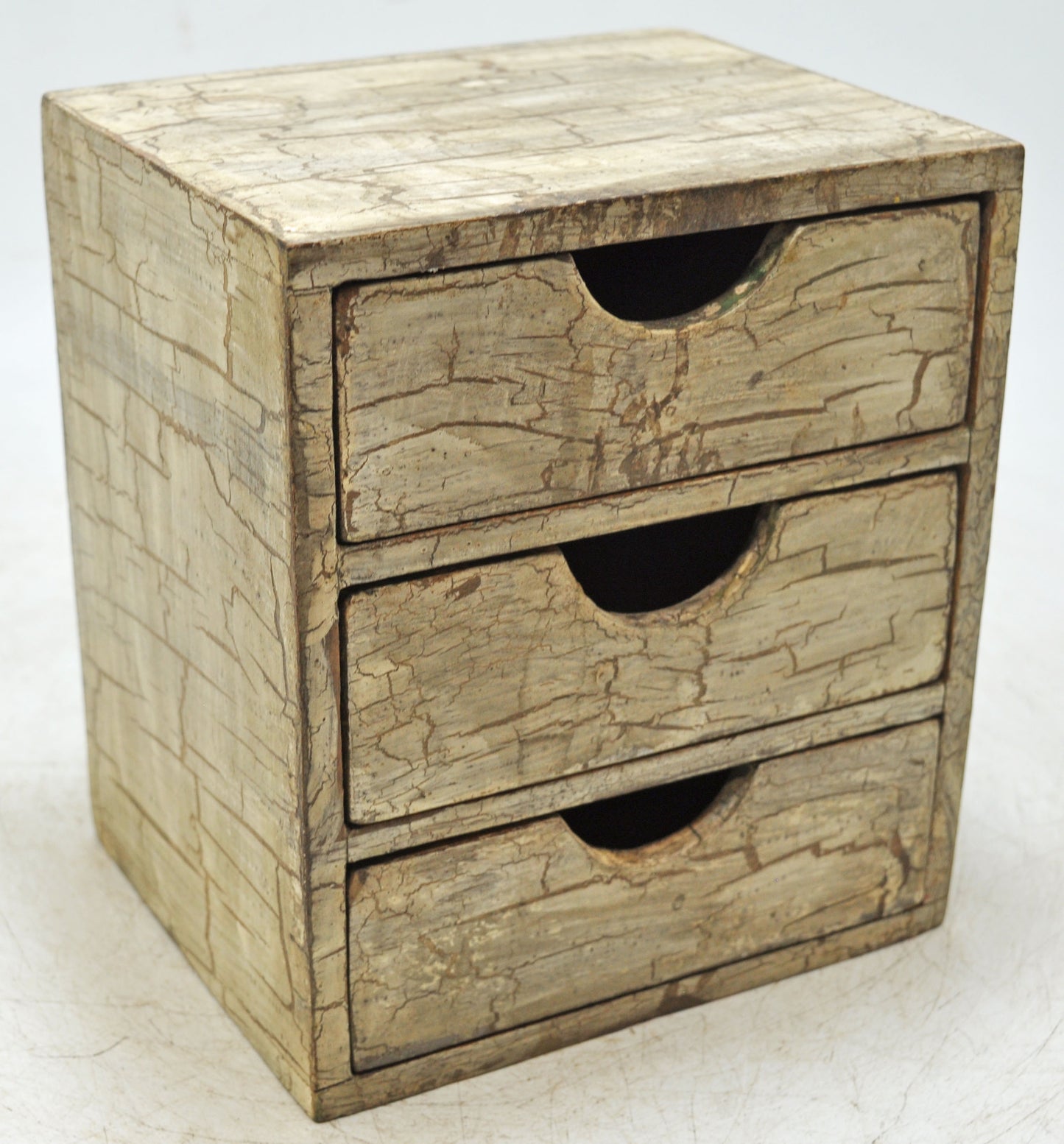 Vintage Wooden Small 3 Drawers Storage Box Original Old Hand Crafted Painted