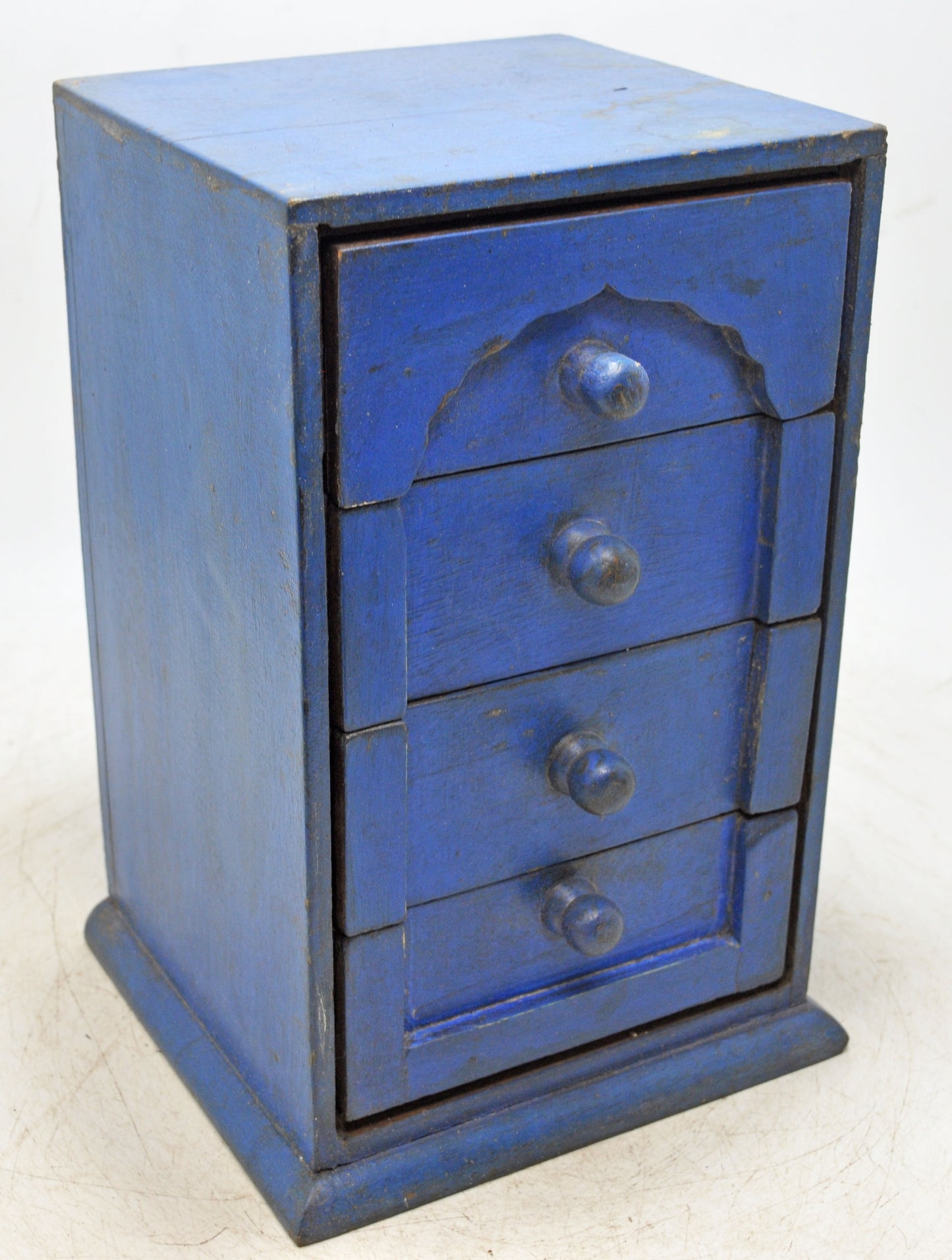 Vintage Wooden 4 Drawers Storage Box Original Old Hand Crafted Painted