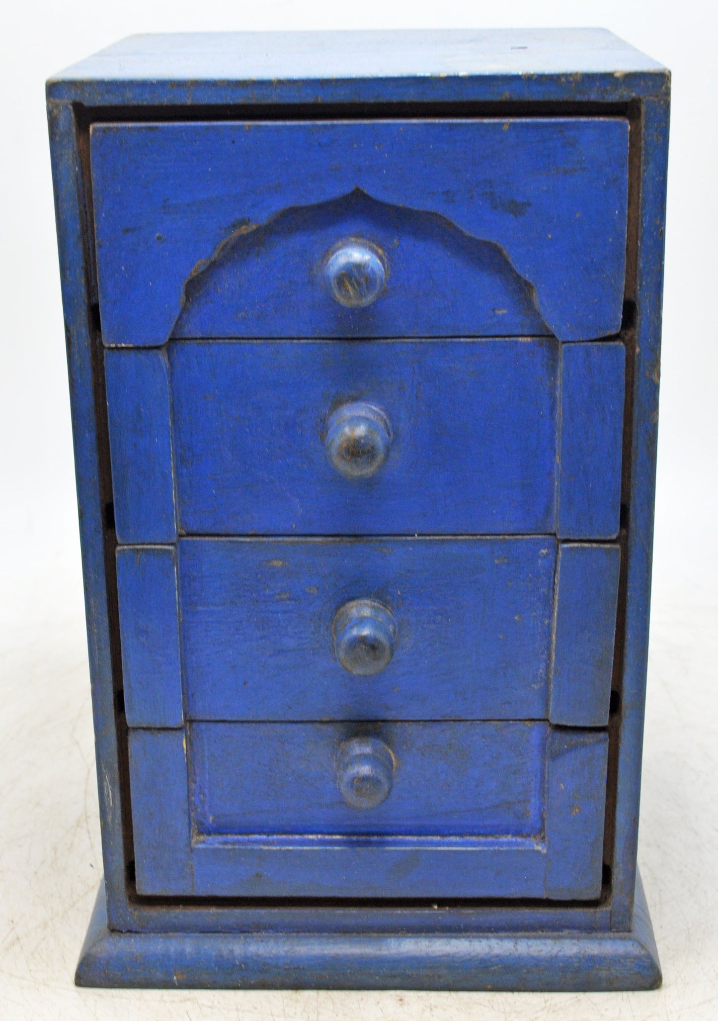 Vintage Wooden 4 Drawers Storage Box Original Old Hand Crafted Painted