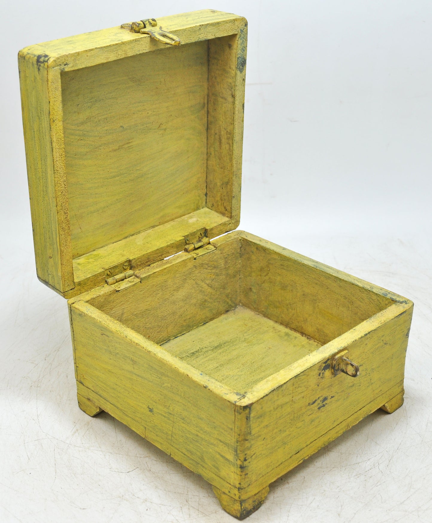 Vintage Wooden Square Storage Box Original Old Hand Crafted Tile Fitted