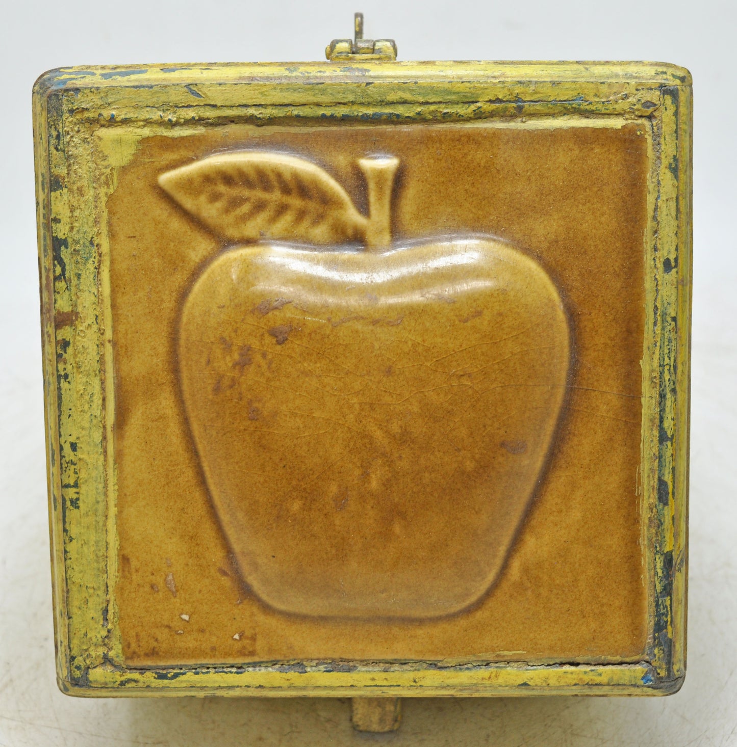 Vintage Wooden Square Storage Box Original Old Hand Crafted Tile Fitted