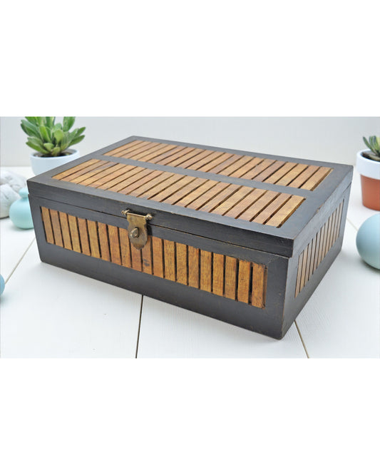 Vintage Wooden Storage Chest Box Original Old Hand Crafted