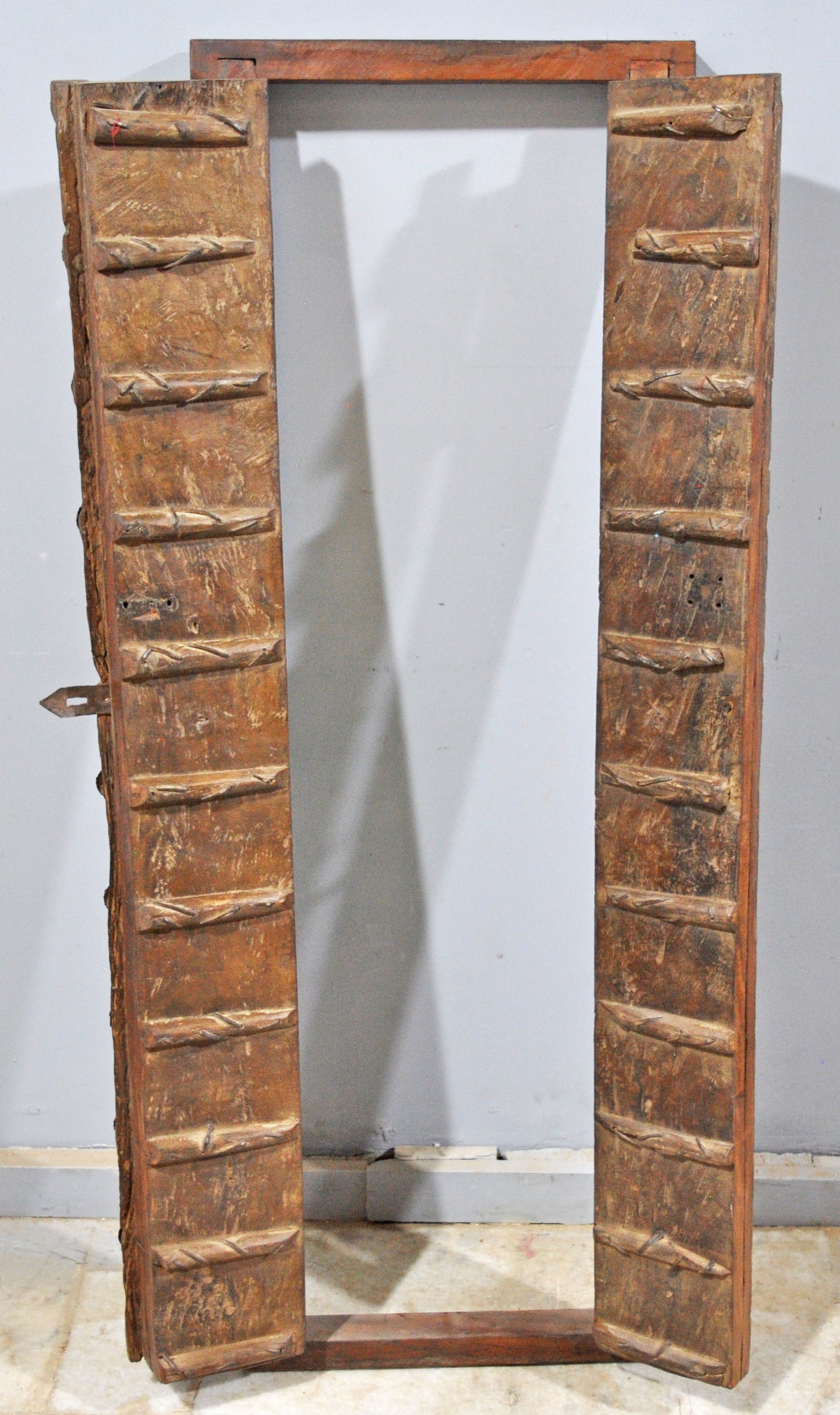 Antique Wooden Large Tall Window Panels With Frame Original Old Very Fine