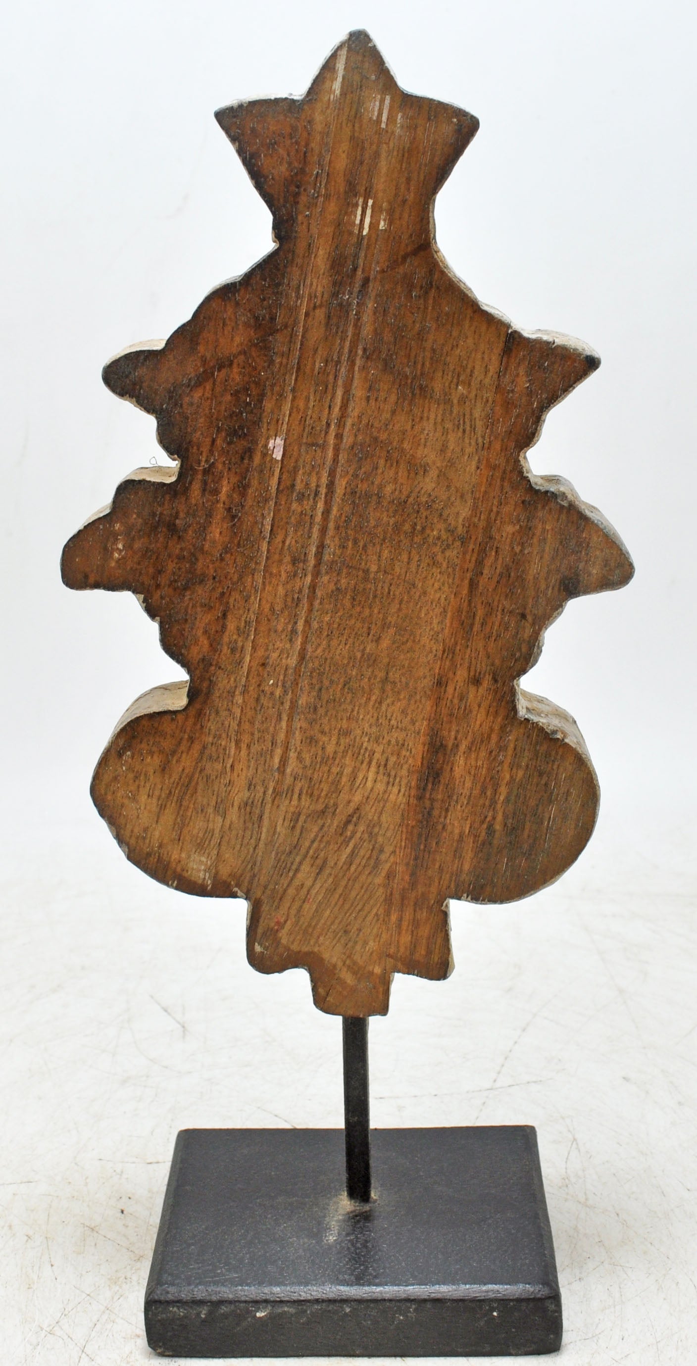 Hand Carved Wooden Flower Carving Panel Plaque on Stand Rustic White Painted