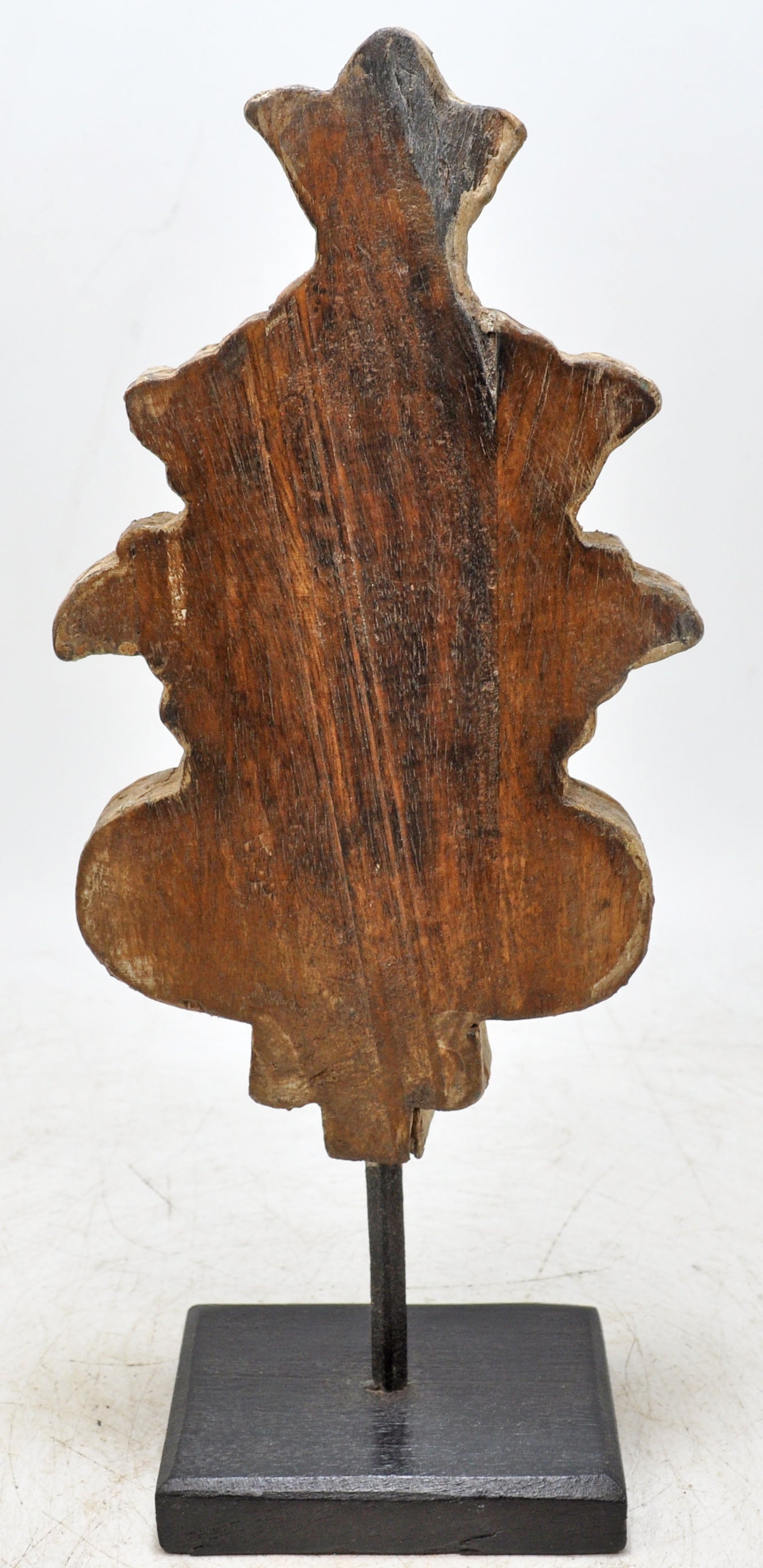 Hand Carved Wooden Flower Carving Panel Plaque on Stand Rustic White Painted