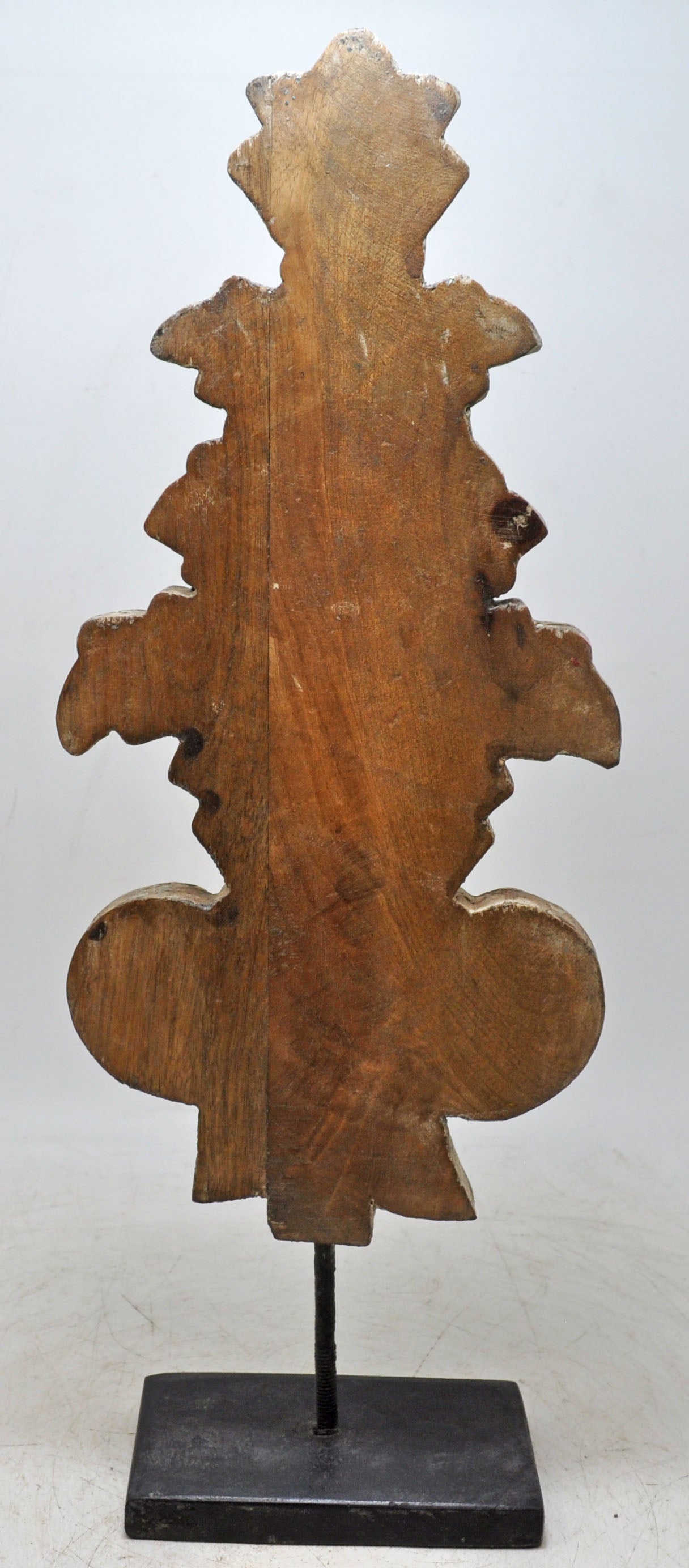 Hand Carved Wooden Flower Carving Panel Plaque on Stand Rustic White Painted