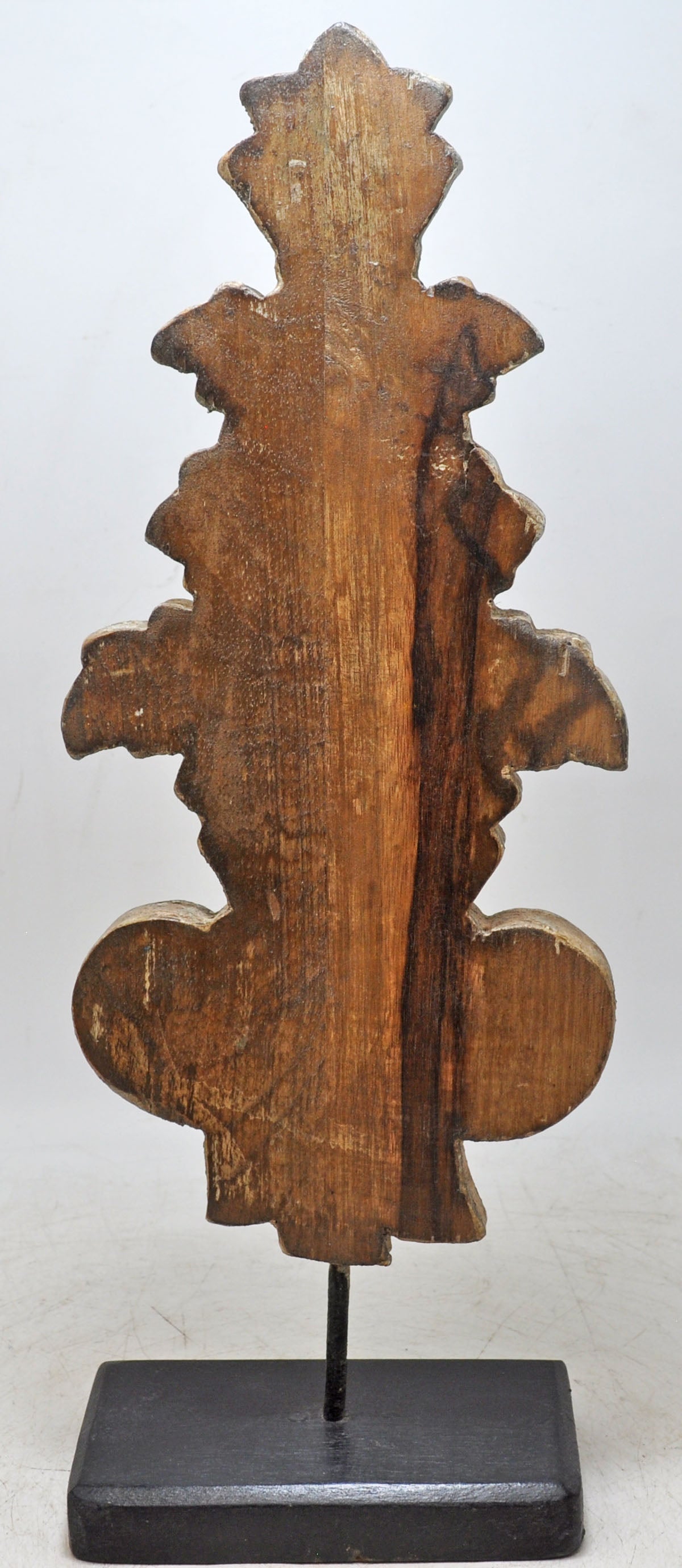 Hand Carved Wooden Flower Carving Panel Plaque on Stand Rustic White Painted