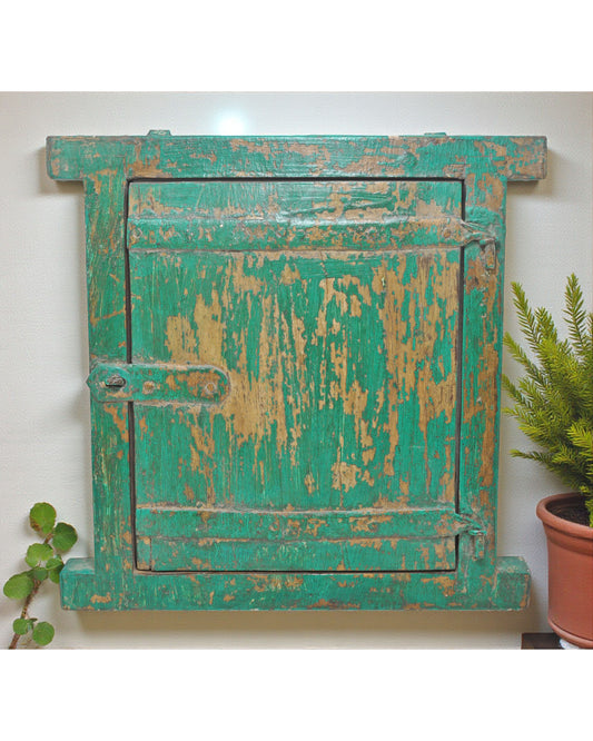 Antique Wooden Wall Décor Small Window Original Old Hand Crafted New Painted