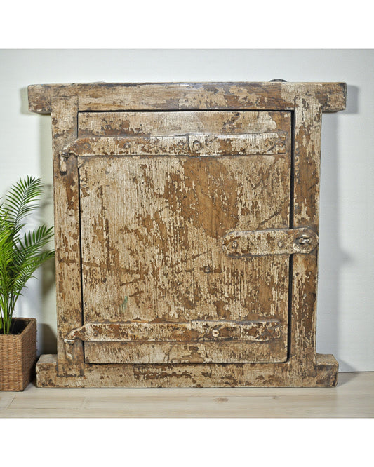 Antique Wooden Wall Décor Small Window Original Old Hand Crafted New Painted