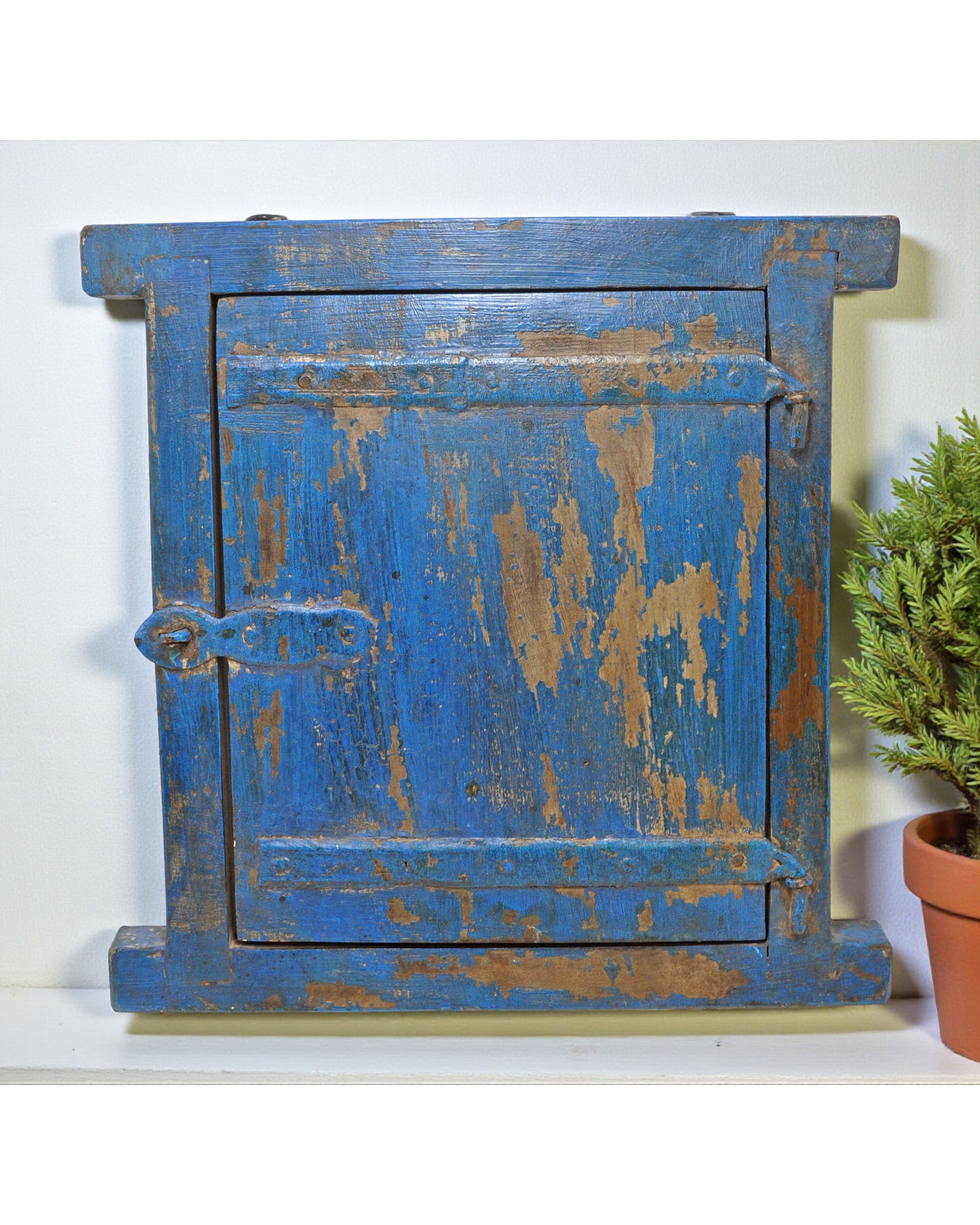 Antique Wooden Wall Décor Small Window Original Old Hand Crafted New Painted