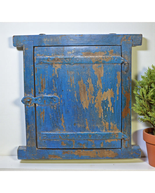 Antique Wooden Wall Décor Small Window Original Old Hand Crafted New Painted