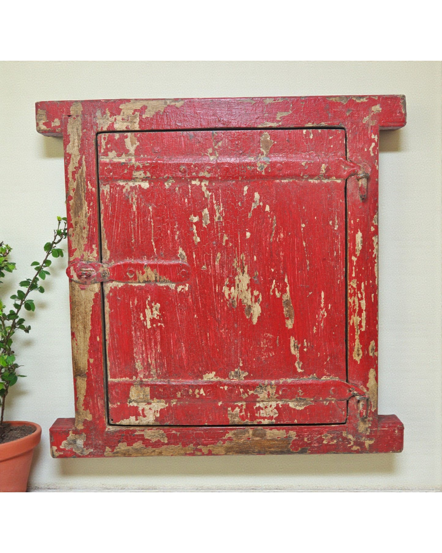 Antique Wooden Wall Décor Small Window Original Old Hand Crafted New Painted