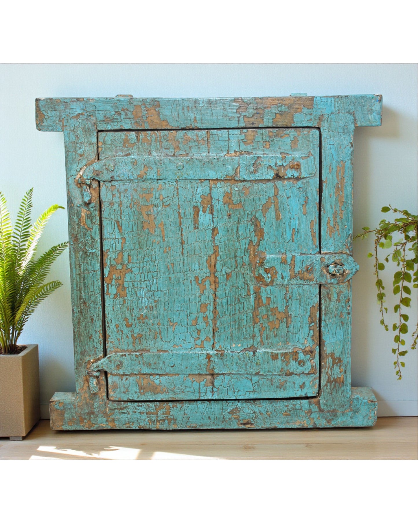 Antique Wooden Wall Décor Small Window Original Old Hand Crafted New Painted