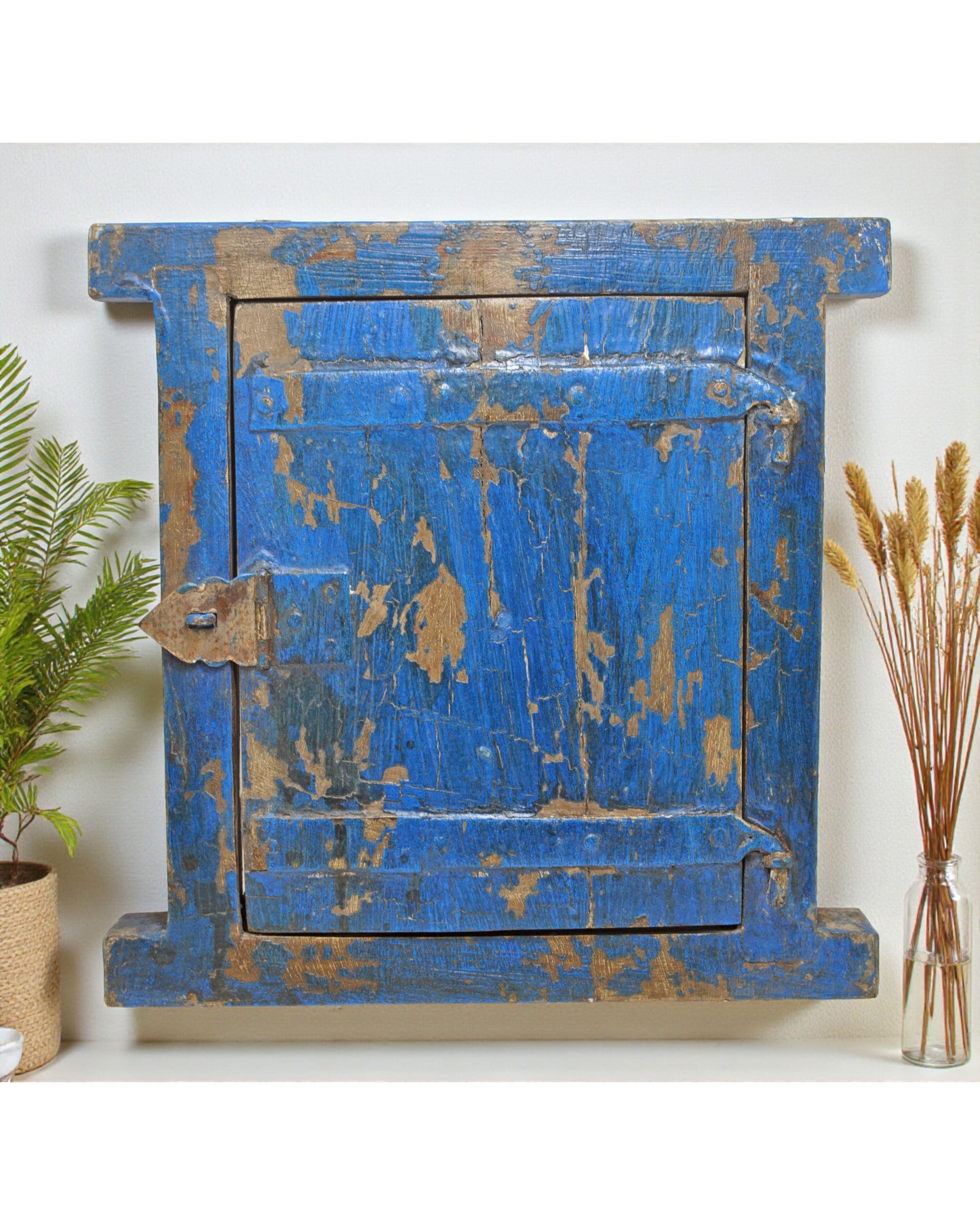 Antique Wooden Wall Décor Small Window Original Old Hand Crafted New Painted