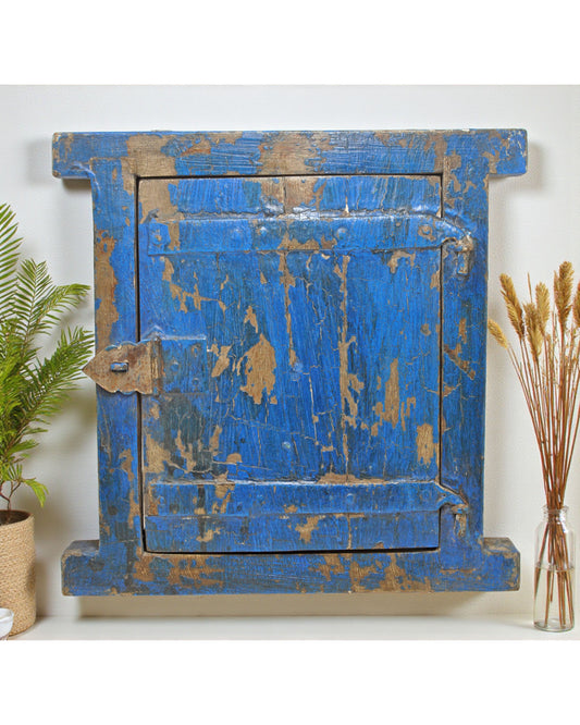 Antique Wooden Wall Décor Small Window Original Old Hand Crafted New Painted