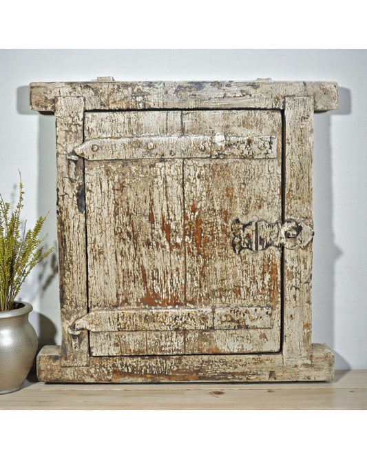 Antique Wooden Wall Décor Small Window Original Old Hand Crafted New Painted