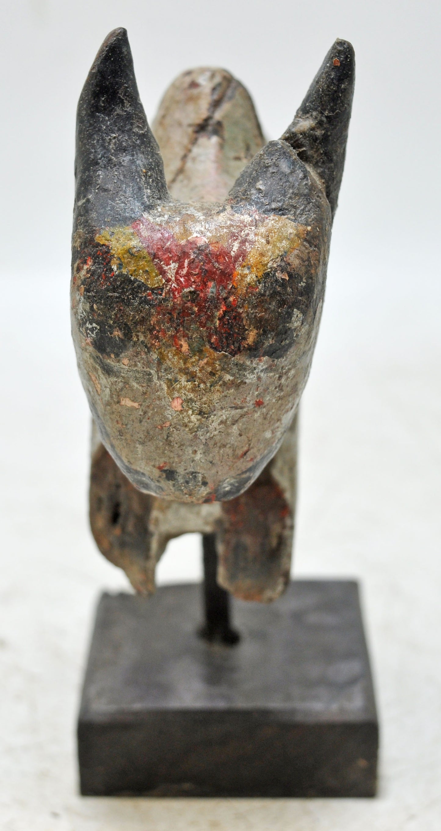 Antique Wooden Holy Cow Nandi Figurne Original Old Hand Carved Painted