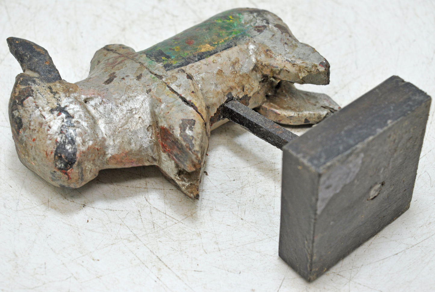 Antique Wooden Holy Cow Nandi Figurne Original Old Hand Carved Painted