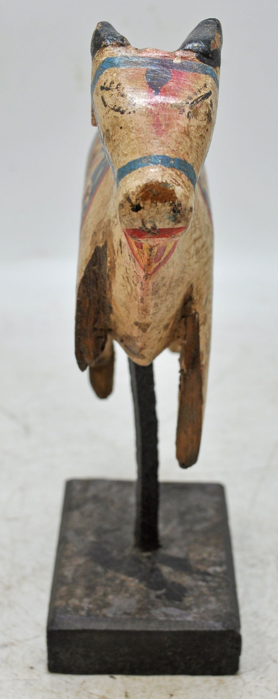 Antique Wooden Holy Cow Nandi Figurne Original Old Hand Carved Painted