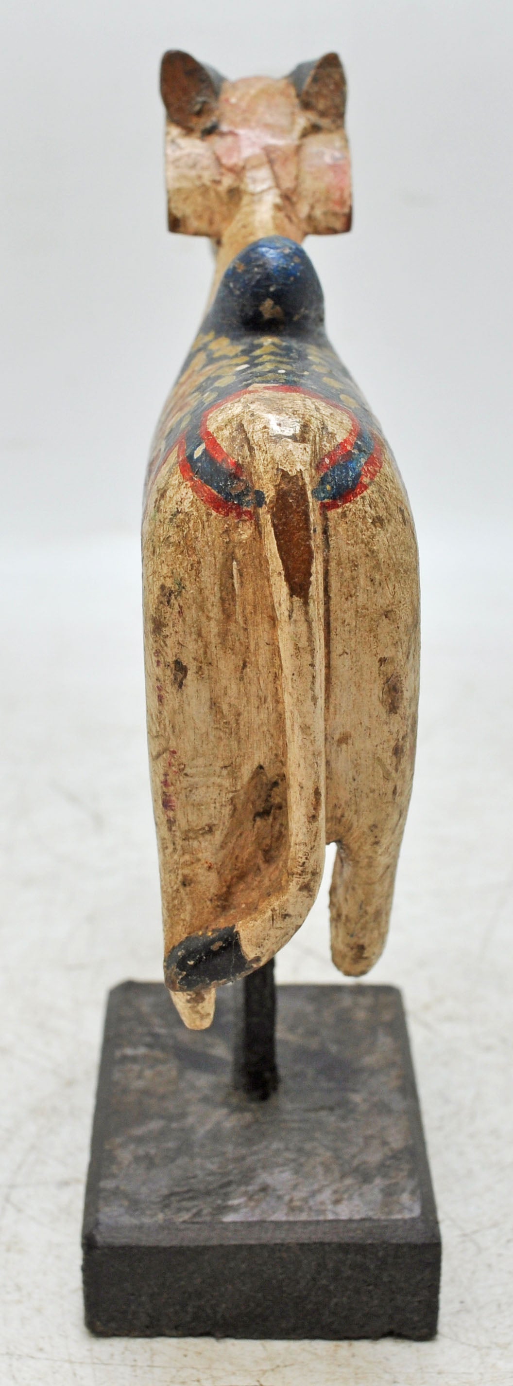 Antique Wooden Holy Cow Nandi Figurne Original Old Hand Carved Painted