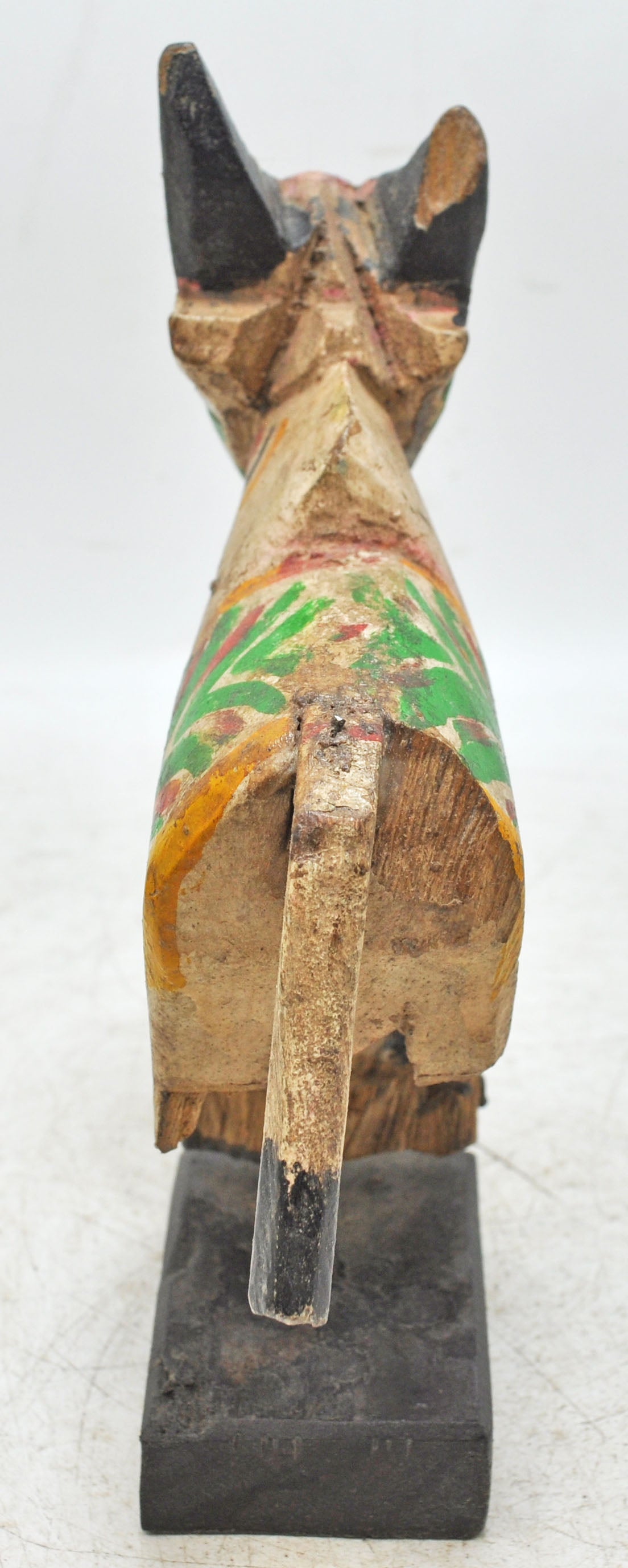 Antique Wooden Holy Cow Nandi Figurne Original Old Hand Carved Painted