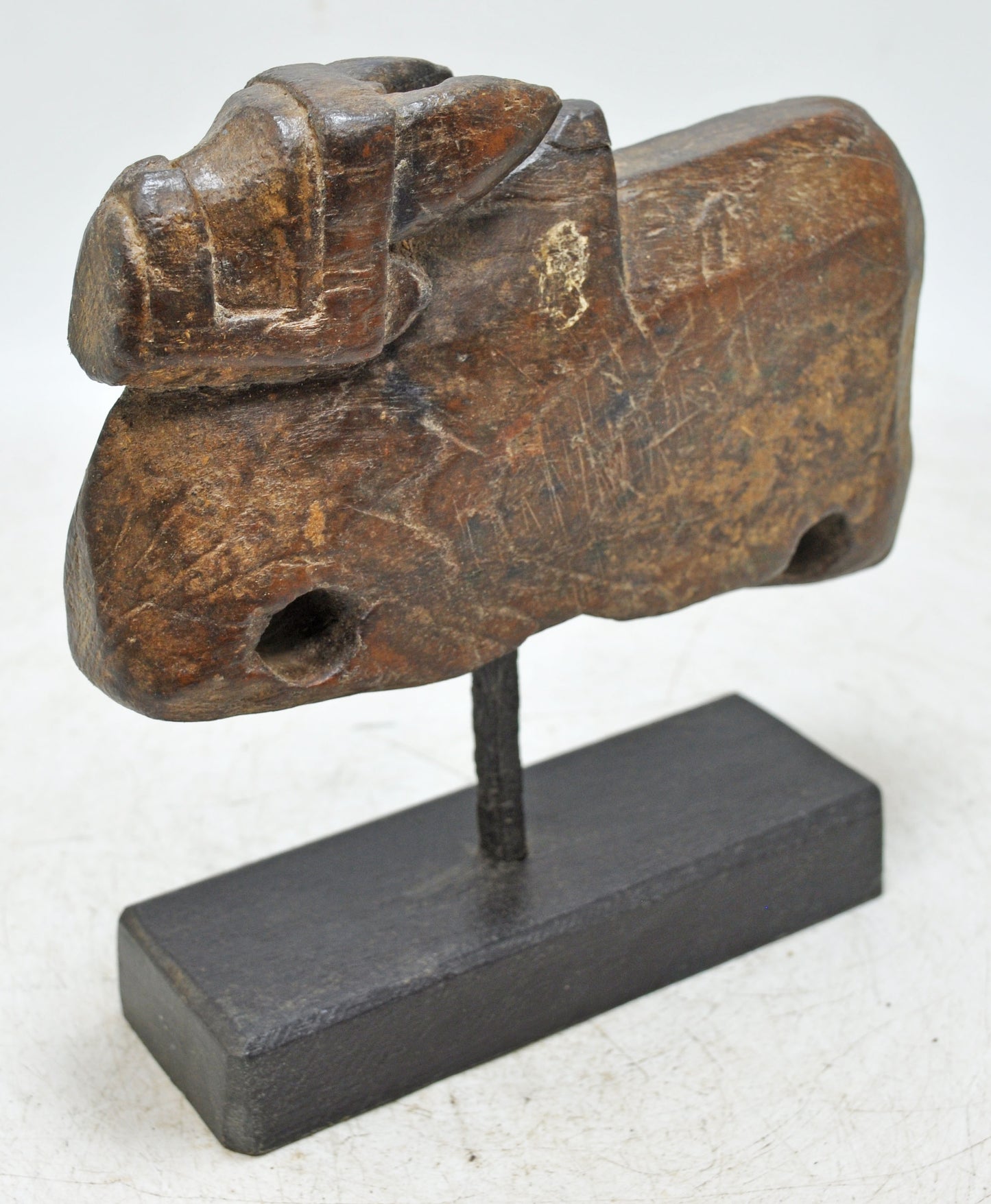 Antique Wooden Holy Cow Nandi Figurne Original Old Hand Carved