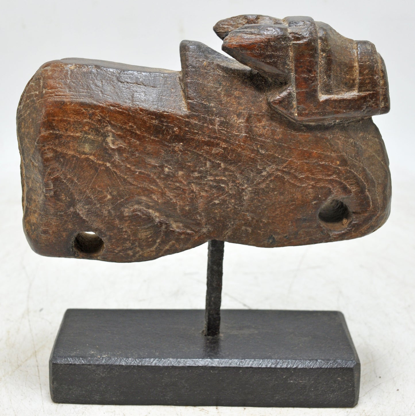 Antique Wooden Holy Cow Nandi Figurne Original Old Hand Carved