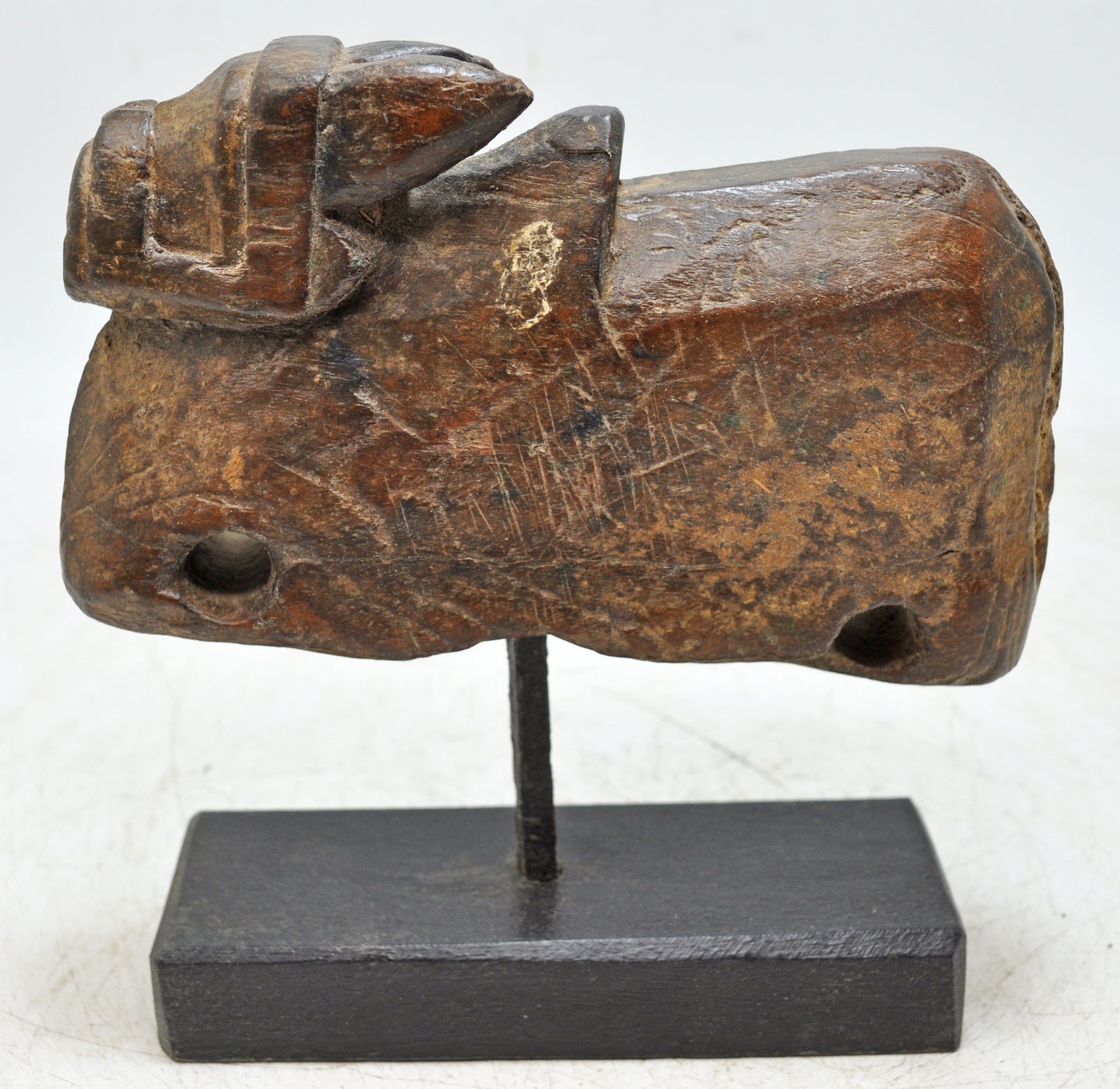 Antique Wooden Holy Cow Nandi Figurne Original Old Hand Carved