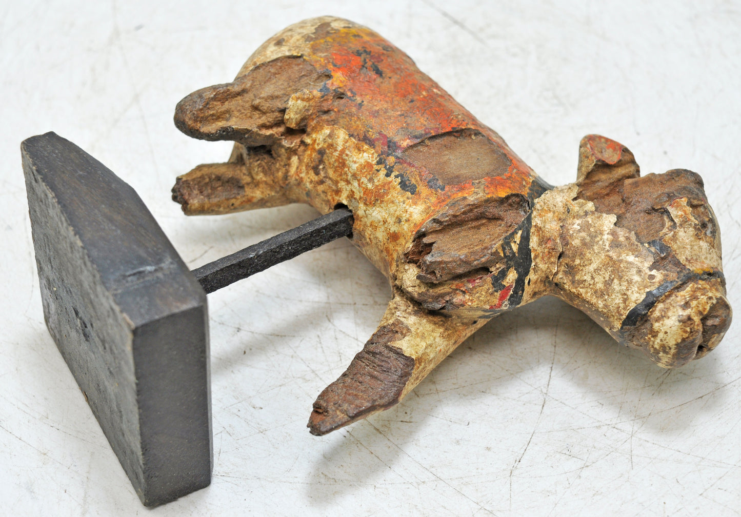 Antique Wooden Holy Cow Nandi Figurne Original Old Hand Carved Painted