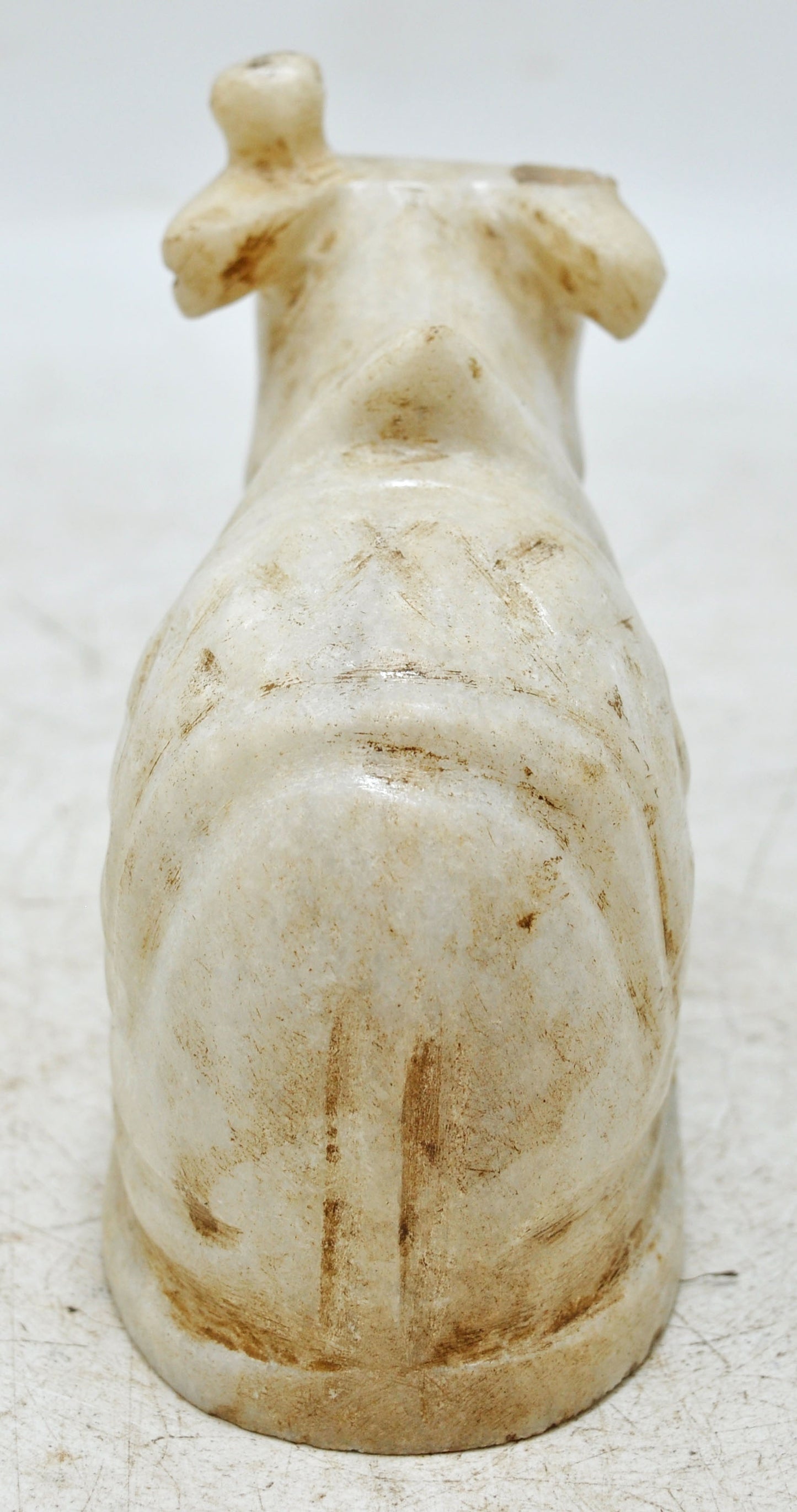 Vintage White Marble Holy Cow Nandi Figurine Original Old Fine Hand Carved