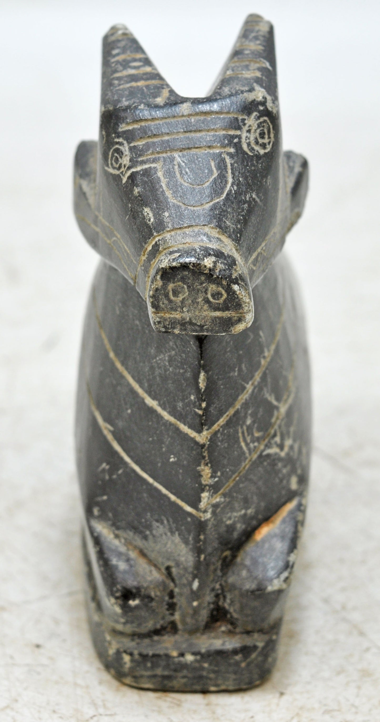 Vintage Black Stone Holy Cow Nandi Figurine Original Old Fine Hand Carved