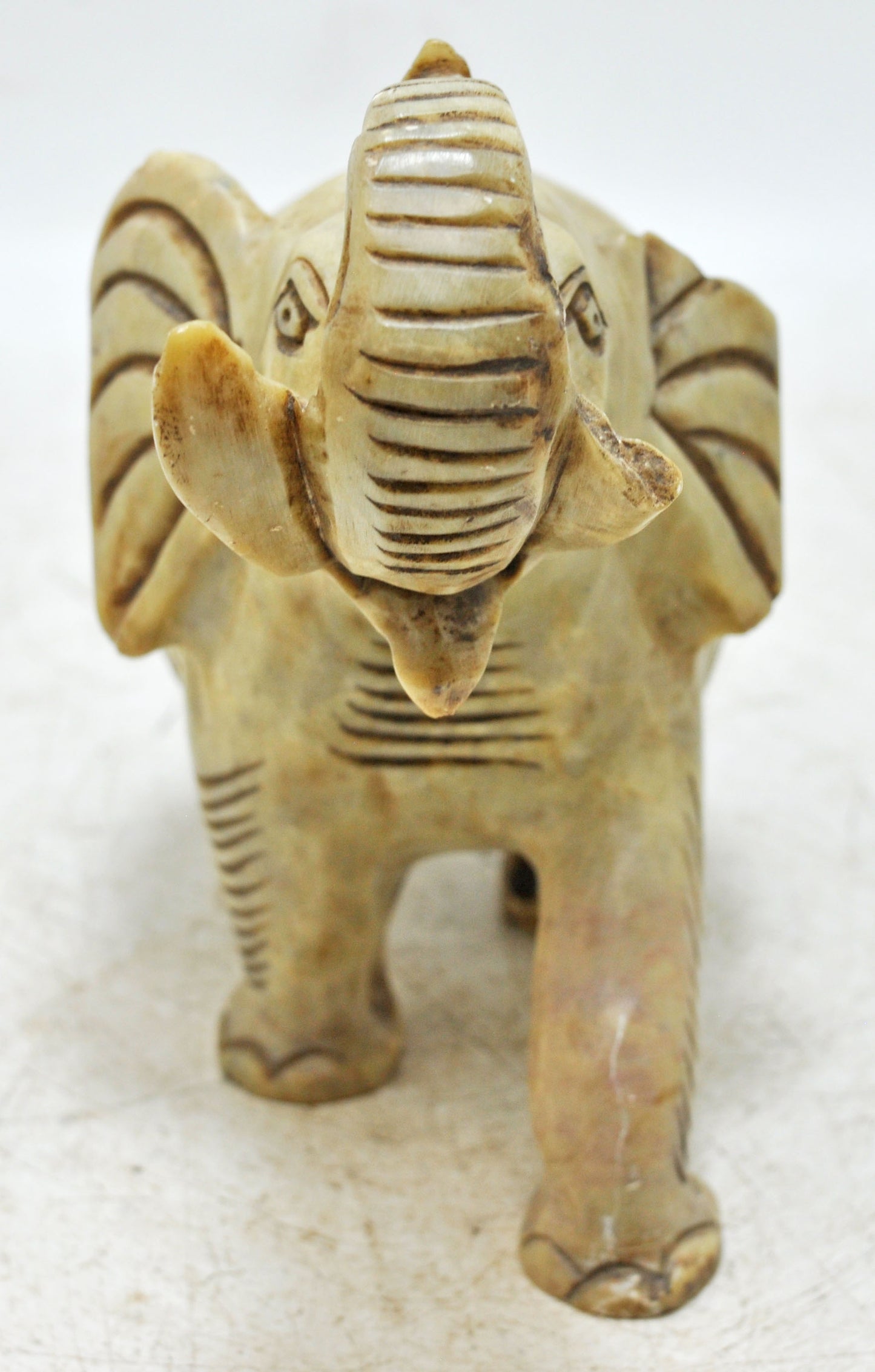 Vintage White Marble Elephant Figurine Original Old Very Fine Hand Carved
