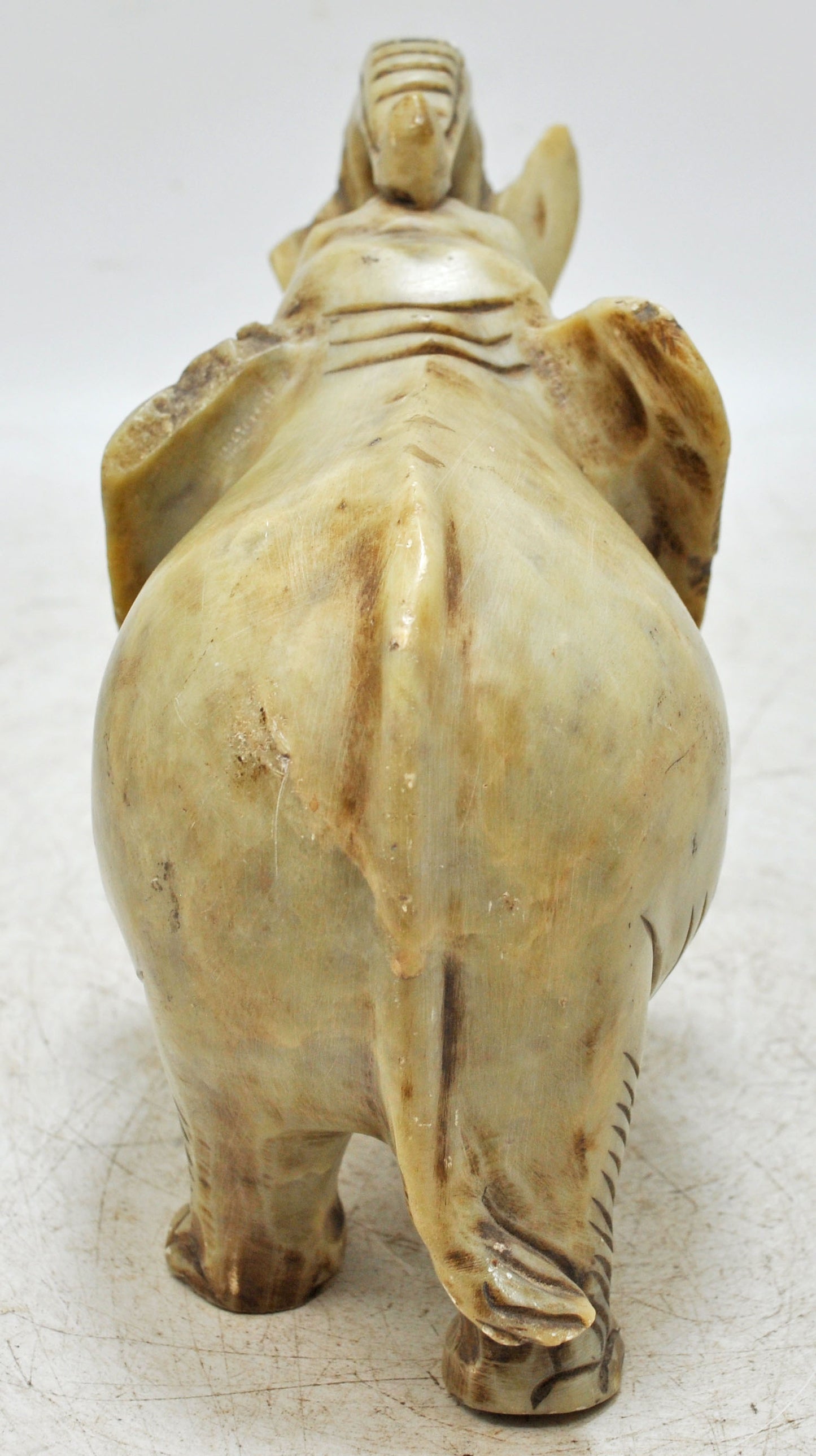 Vintage White Marble Elephant Figurine Original Old Very Fine Hand Carved