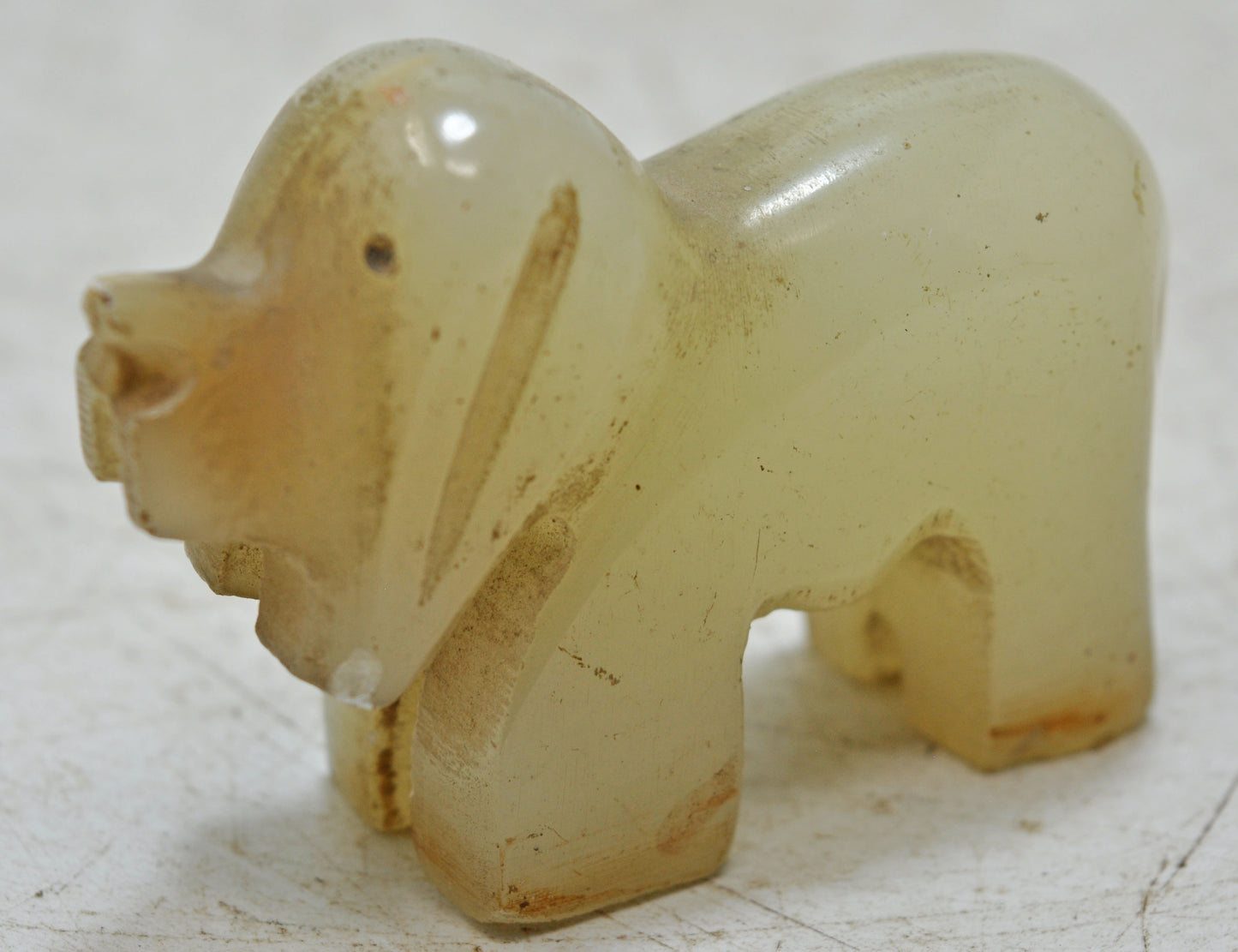 Vintage Semi Precious Agate Stone Small Dog Figurine Original Old Hand Carved