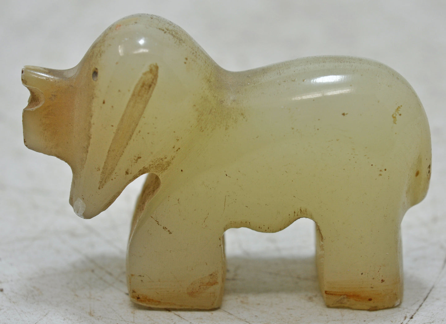 Vintage Semi Precious Agate Stone Small Dog Figurine Original Old Hand Carved