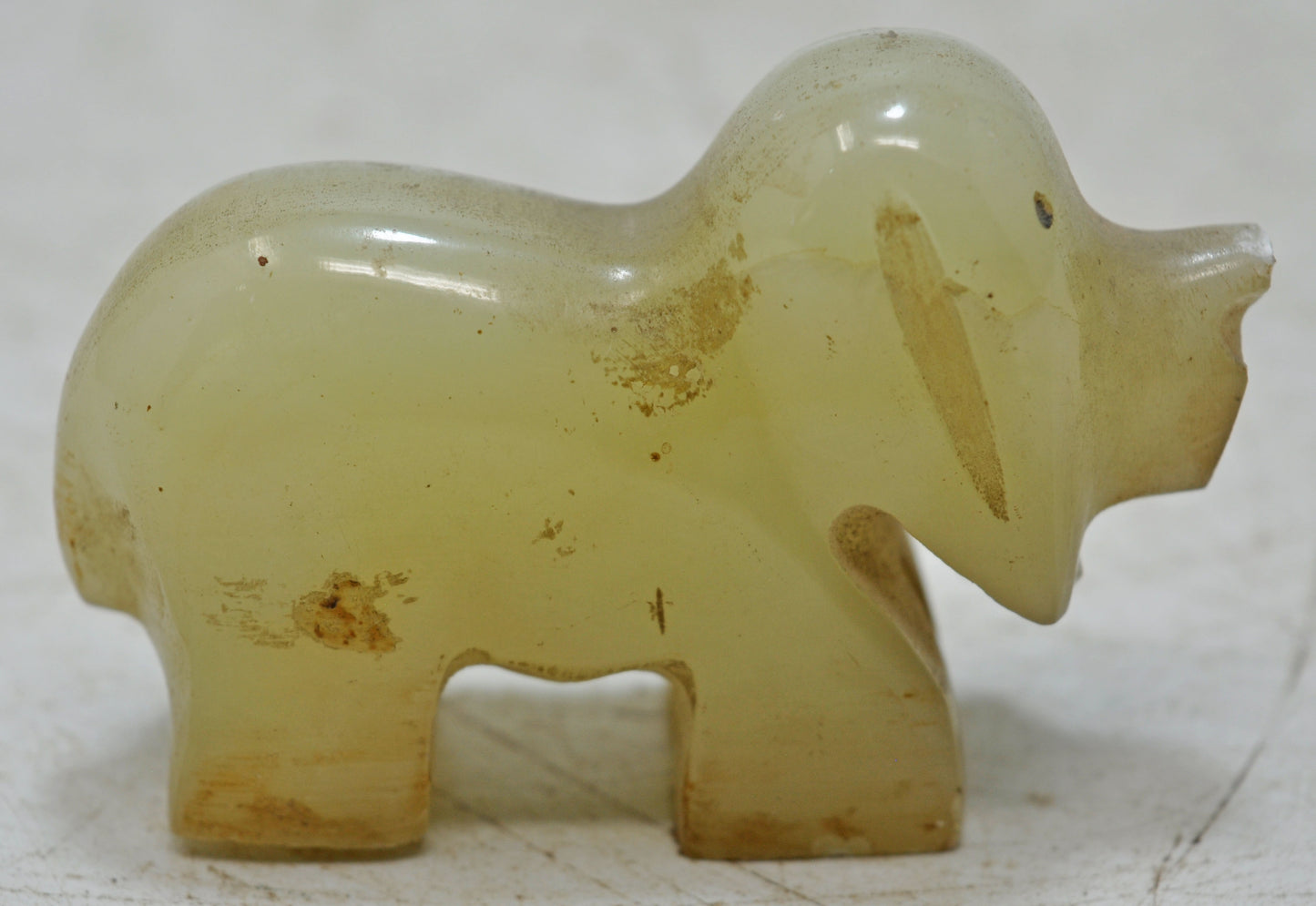 Vintage Semi Precious Agate Stone Small Dog Figurine Original Old Hand Carved