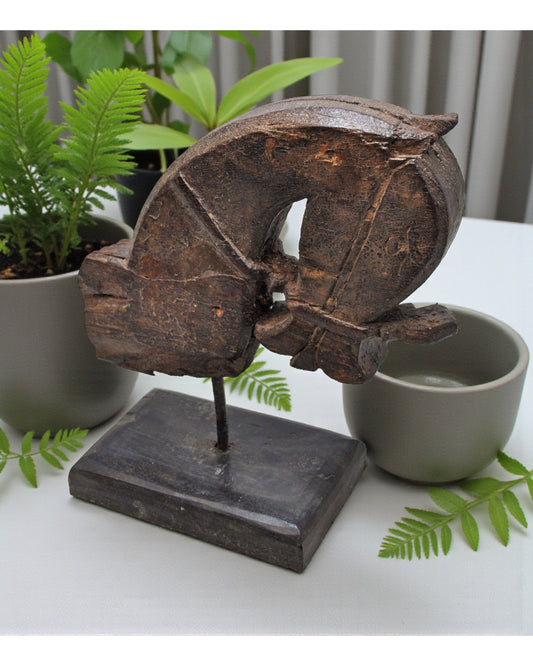 Antique Wooden Architectural Horse Head Bust Figurine Original Old Hand Carved