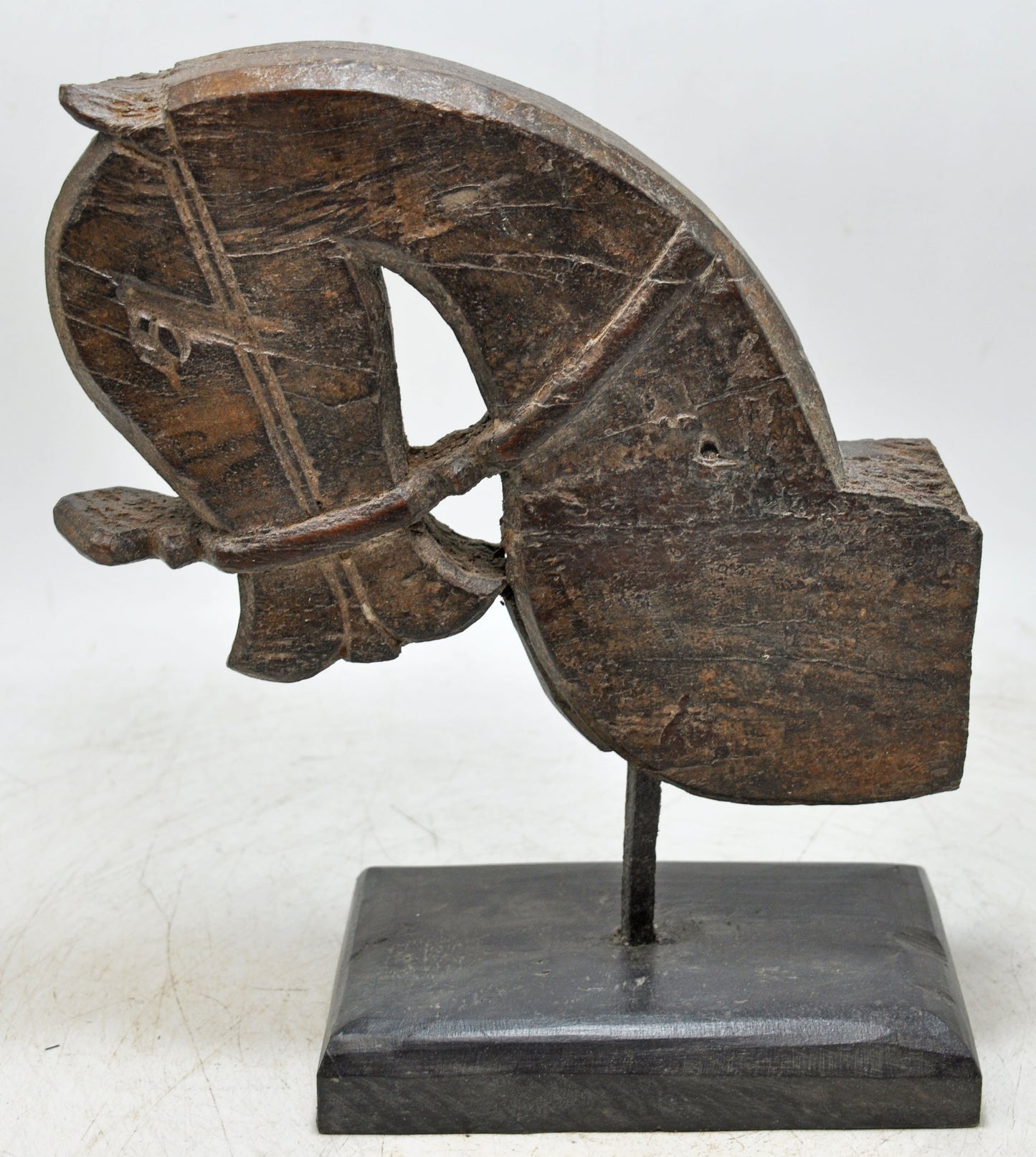 Antique Wooden Architectural Horse Head Bust Figurine Original Old Hand Carved